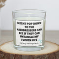 Funny Hairdressing Joke Personalised Candle | Untangle My Life Joke | Sarcastic Hairdresser Gift | Funny Work Friend | Novelty Secret Santa Etsy