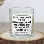 Funny Hairdressing Joke Personalised Candle | Untangle My Life Joke | Sarcastic Hairdresser Gift | Funny Work Friend | Novelty Secret Santa Etsy