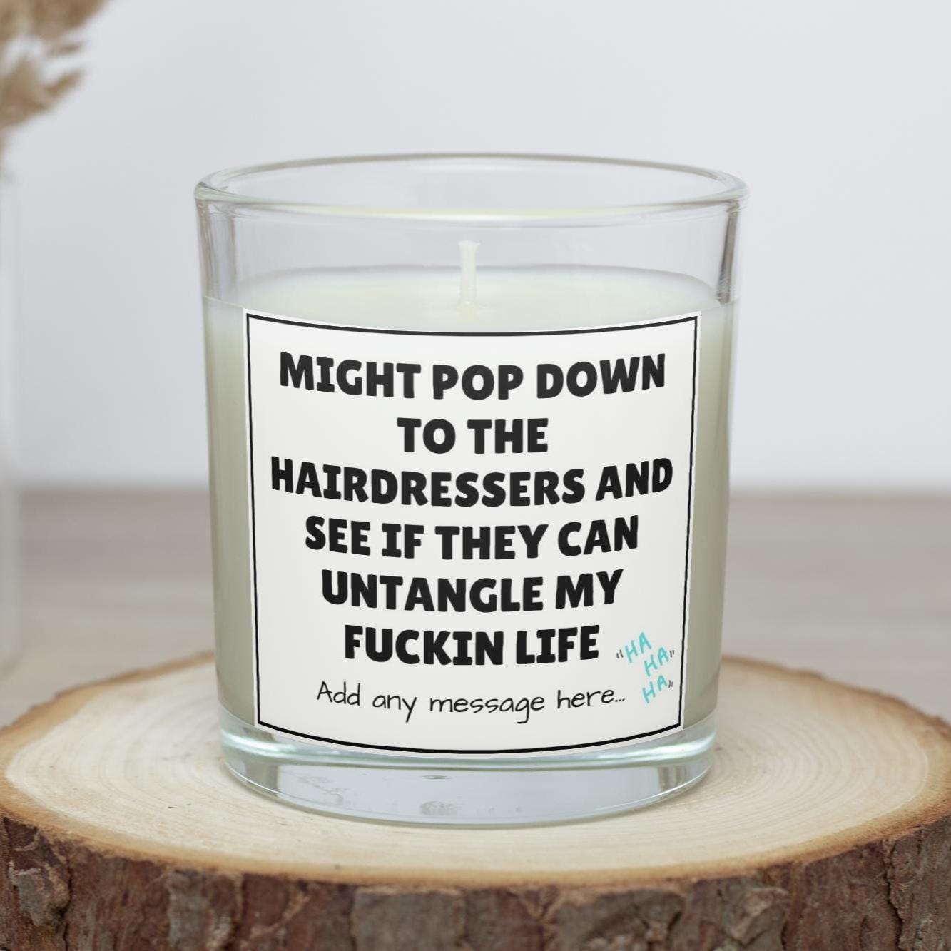 Funny Hairdressing Joke Personalised Candle | Untangle My Life Joke | Sarcastic Hairdresser Gift | Funny Work Friend | Novelty Secret Santa Etsy