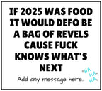 Funny 2025 Year Candle | Novelty Meme Gift | 2025 Bag of Revels Pun | 2025 Joke Message | Secret Santa Funny Candle | Work Friend | Family Etsy