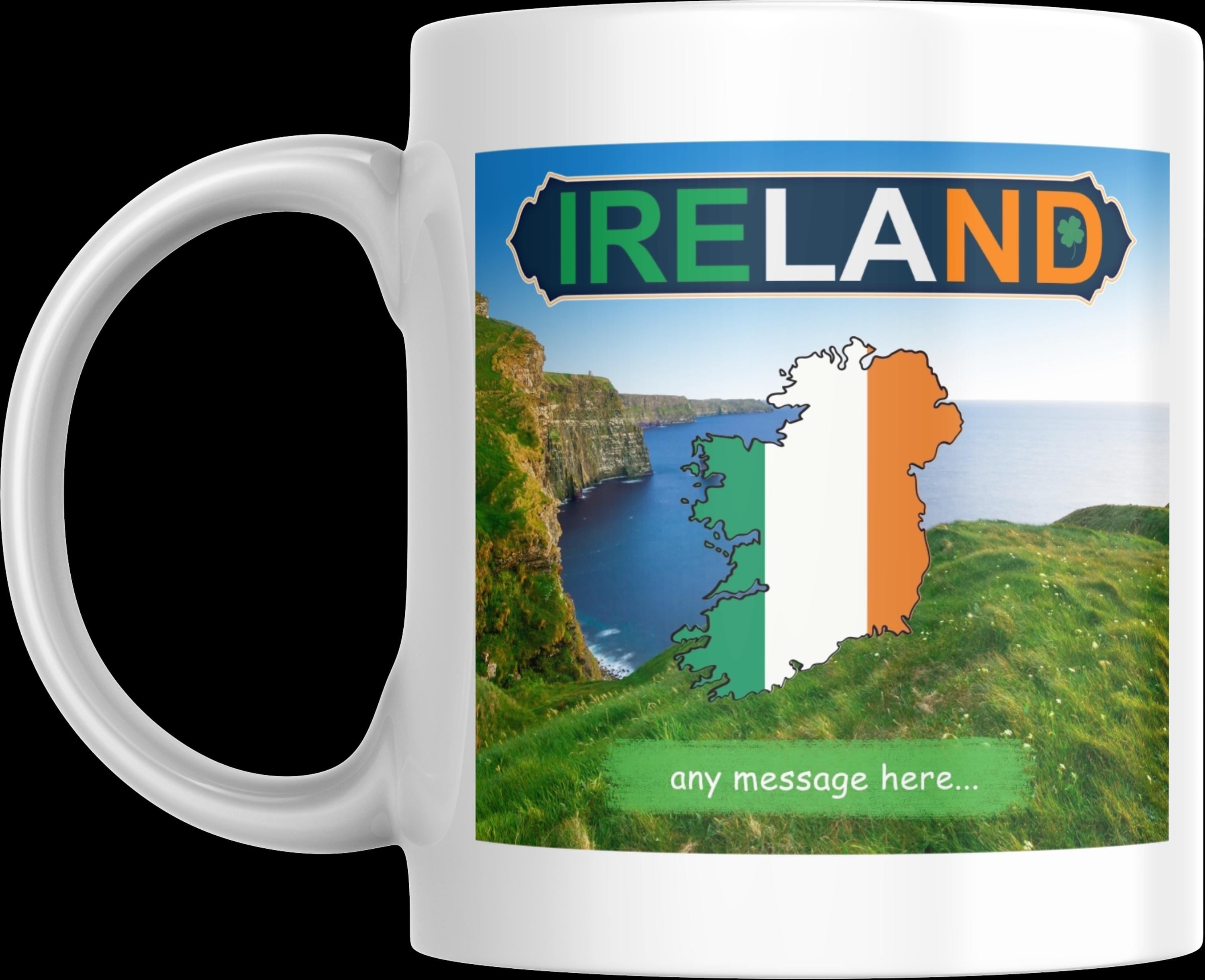 Personalised Ireland Mug | Irish Flag Map Design | Scenic Countryside | Irish Gift | Ireland Flag | Personalised Gift | Gift for Irish | UK Etsy