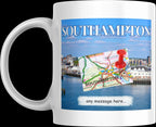 Personalised Southampton Mug |Coastal City Design | Map & Waterfront Scene | Custom Message | UK Travel| Southampton | Gift | Personalised Etsy