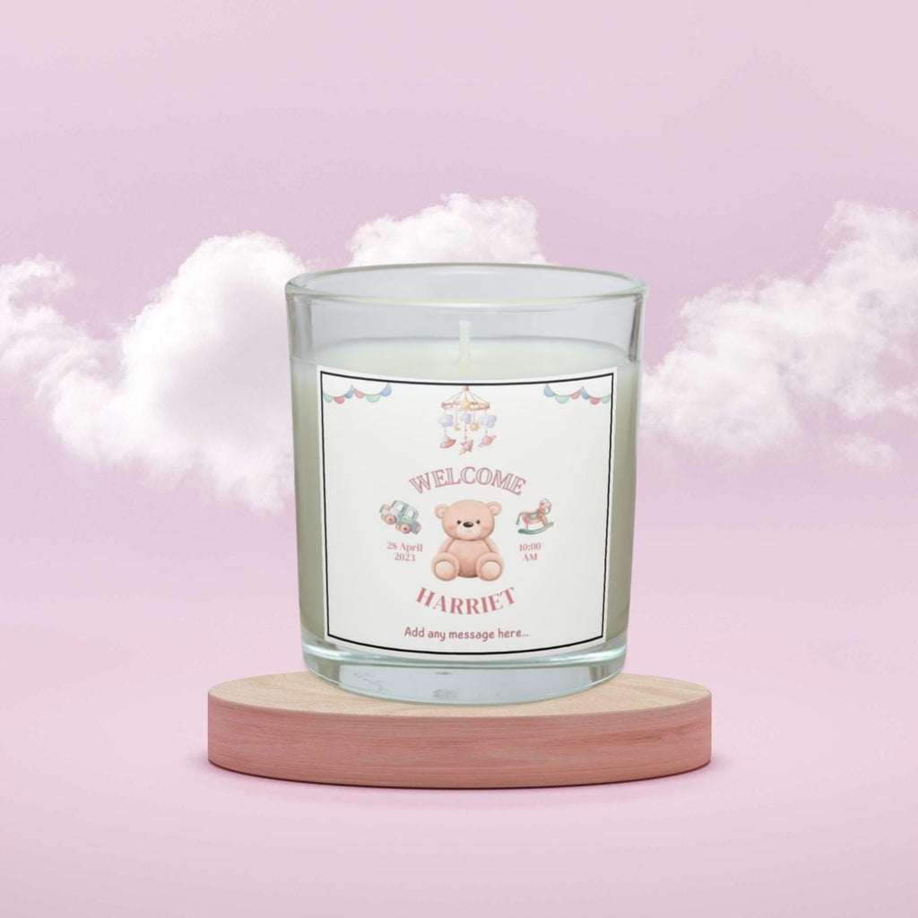 New Baby Personalised Candle | Welcome Baby Name Gift | Baby Shower Keepsake | Teddy Bear Baby Name Candle Gift | Expecting Mother Candle Etsy