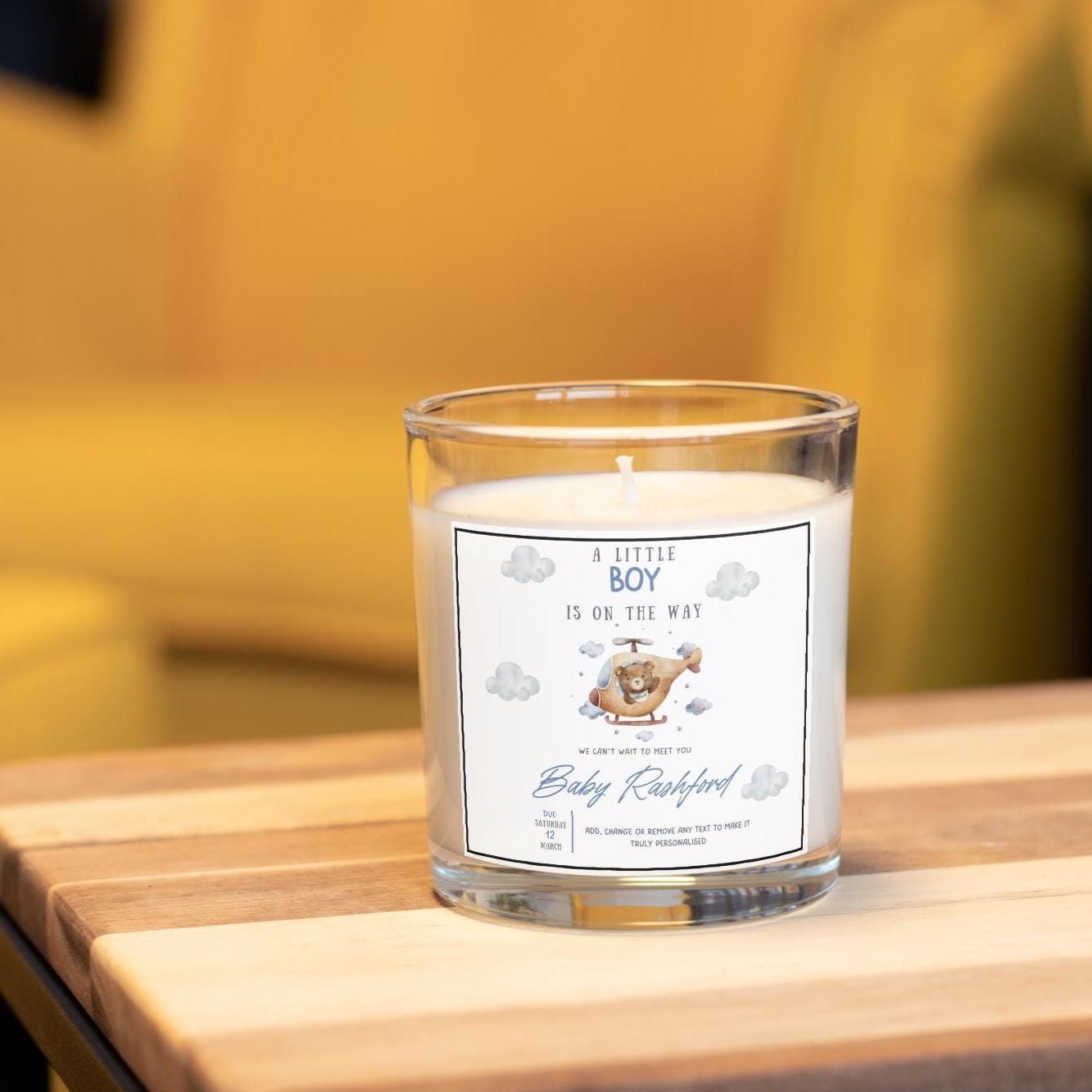 A Little Boy Is On The Way Personalised Candle | Custom Baby Announcement Gift | Baby Shower Décor | Baby Due Date Candle | Expecting Parent Etsy