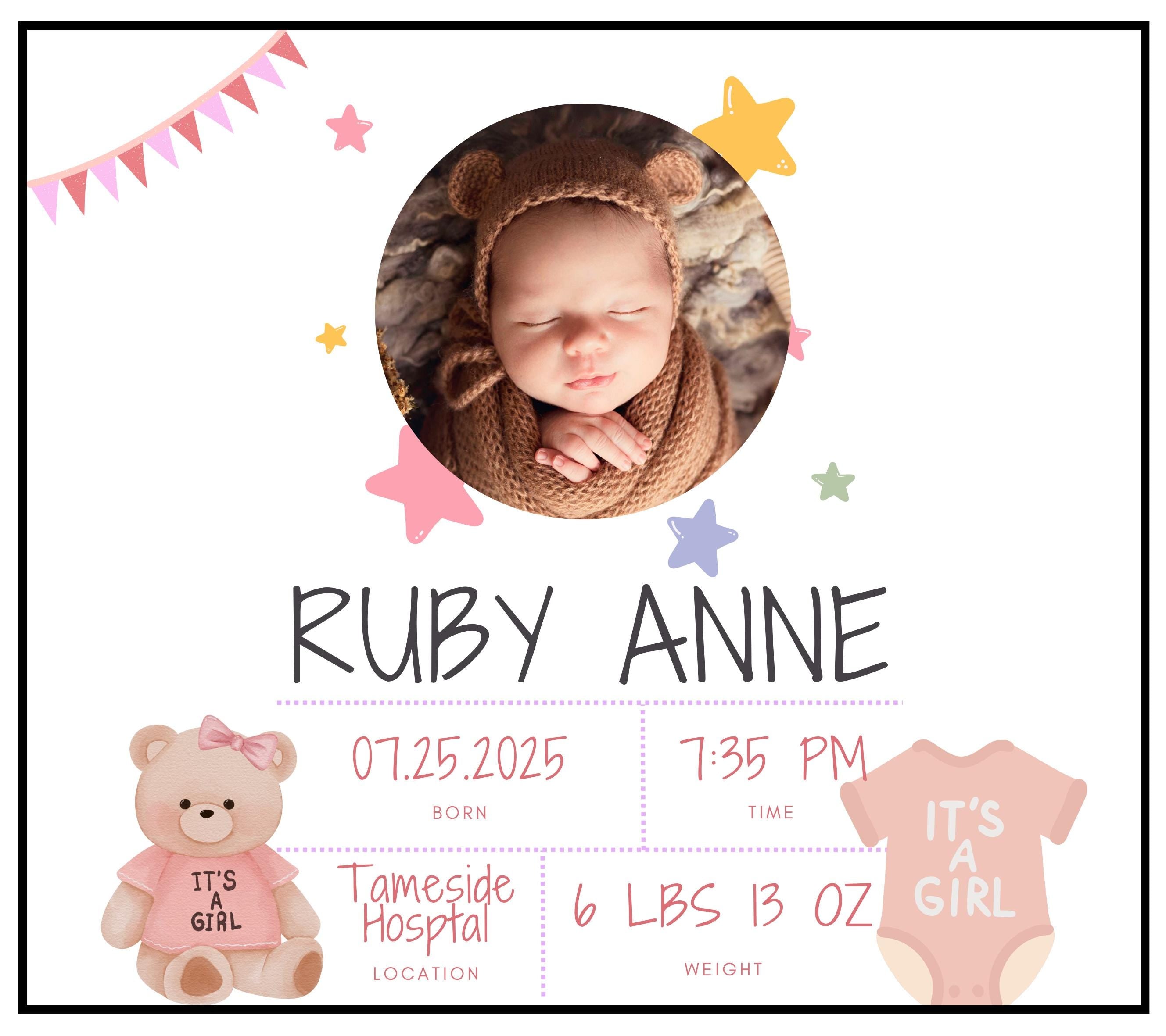 It's a Girl Personalised Photo Candle | Baby Birth Announcement Gift | New Born Baby Gift | Baby Photo | New Grandparent Gift | New Auntie Etsy