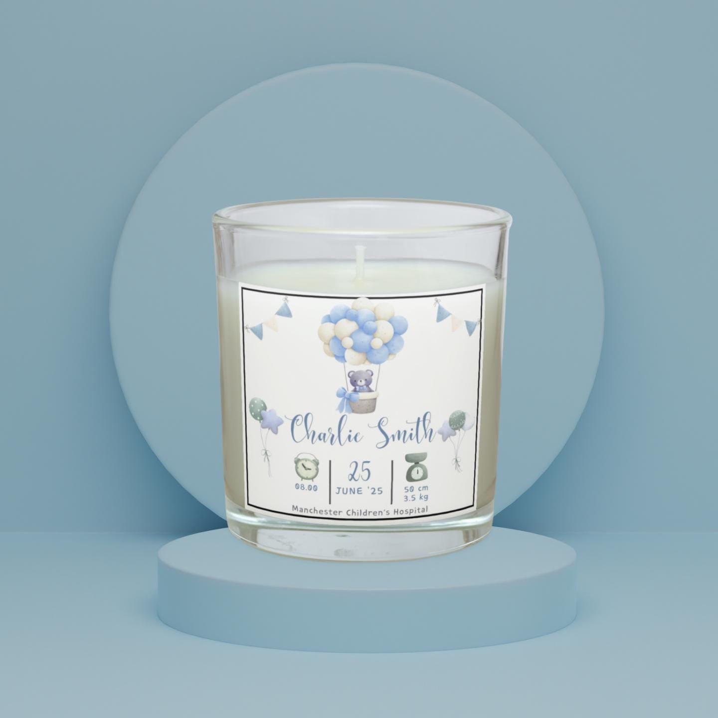 Baby Boy Announcement Candle | Newborn Baby Boy Gift | Custom Birth Details Candle | New Parent Gift | Baby Boy Newborn Keepsake Message Etsy