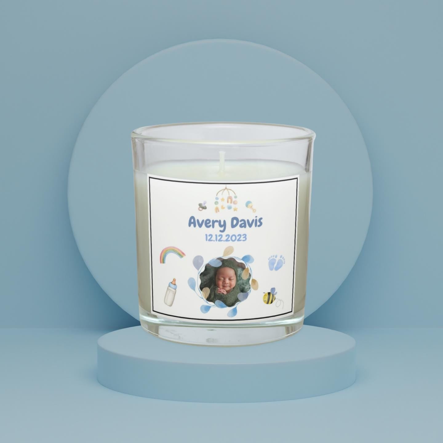Baby Boy Photo Personalised Candle | Newborn Baby Boy Photo & Date Gift | Nursery Décor | Gift for New Grandparents | New Baby Arrival Gift Etsy