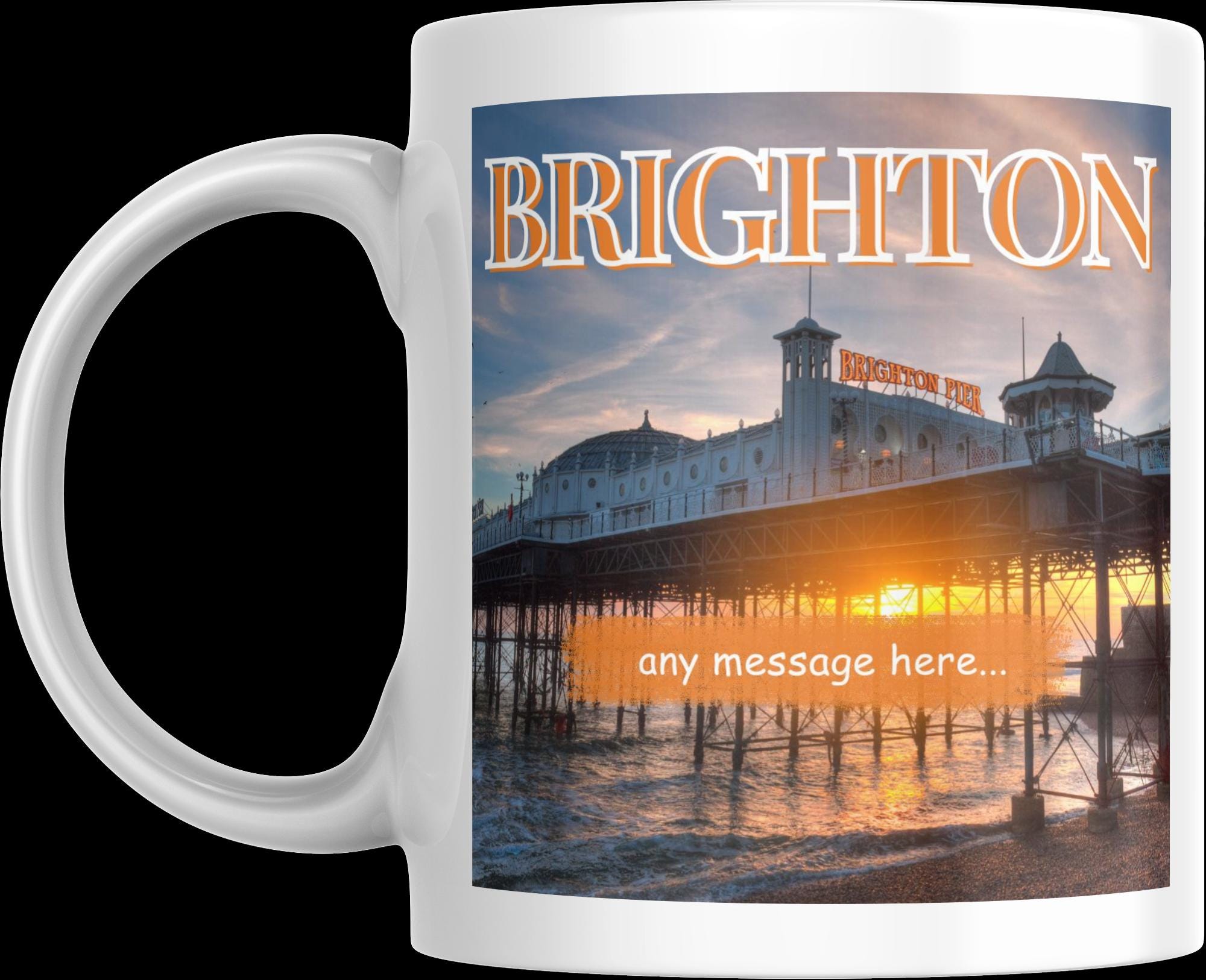 Personalised Brighton Mug | Brighton Pier | Custom Message | Seaside Souvenir Gift | Coastal Keepsake | Brighton Gift | Personalised Gift Etsy