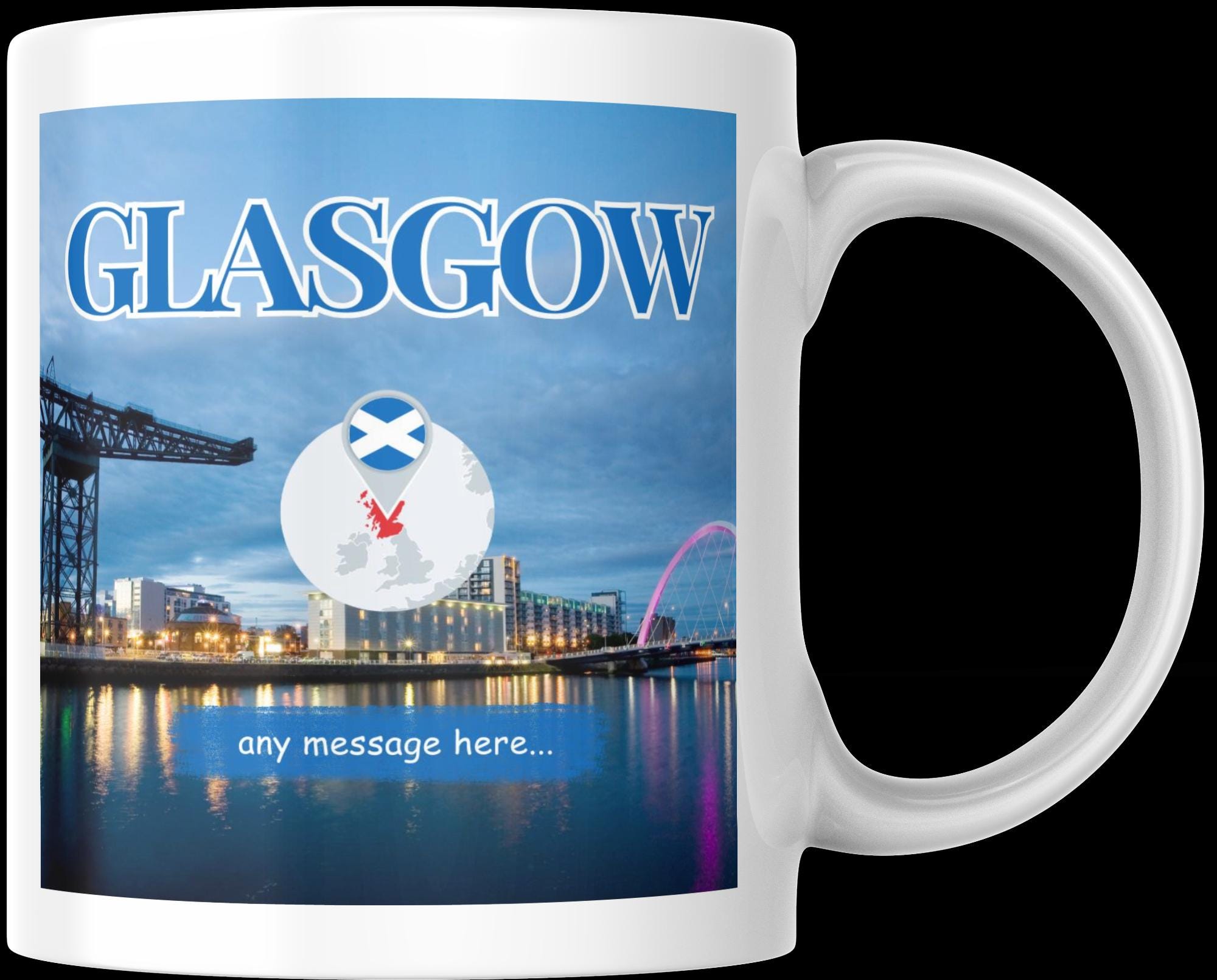 Personalised Glasgow Mug | Scottish Flag | Custom Message | Scotland Souvenir | Scotland Gift | Personalised Mug | Glasgow | Coffee Cup Etsy
