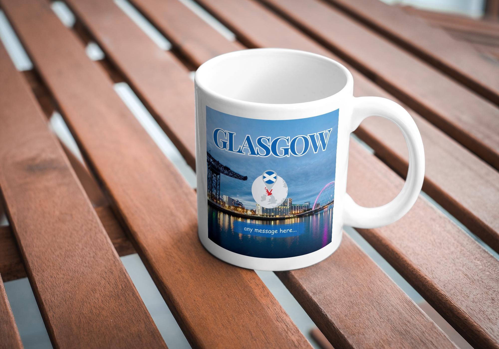 Personalised Glasgow Mug | Scottish Flag | Custom Message | Scotland Souvenir | Scotland Gift | Personalised Mug | Glasgow | Coffee Cup Etsy