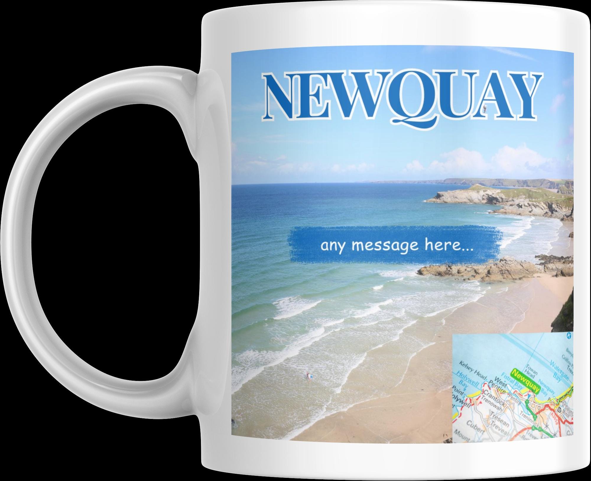 Personalised Newquay Mug | Custom Message | Cornwall Souvenir | Seaside Keepsake Novelty Mug | Place Name | Newquay | Personalised Gift Etsy