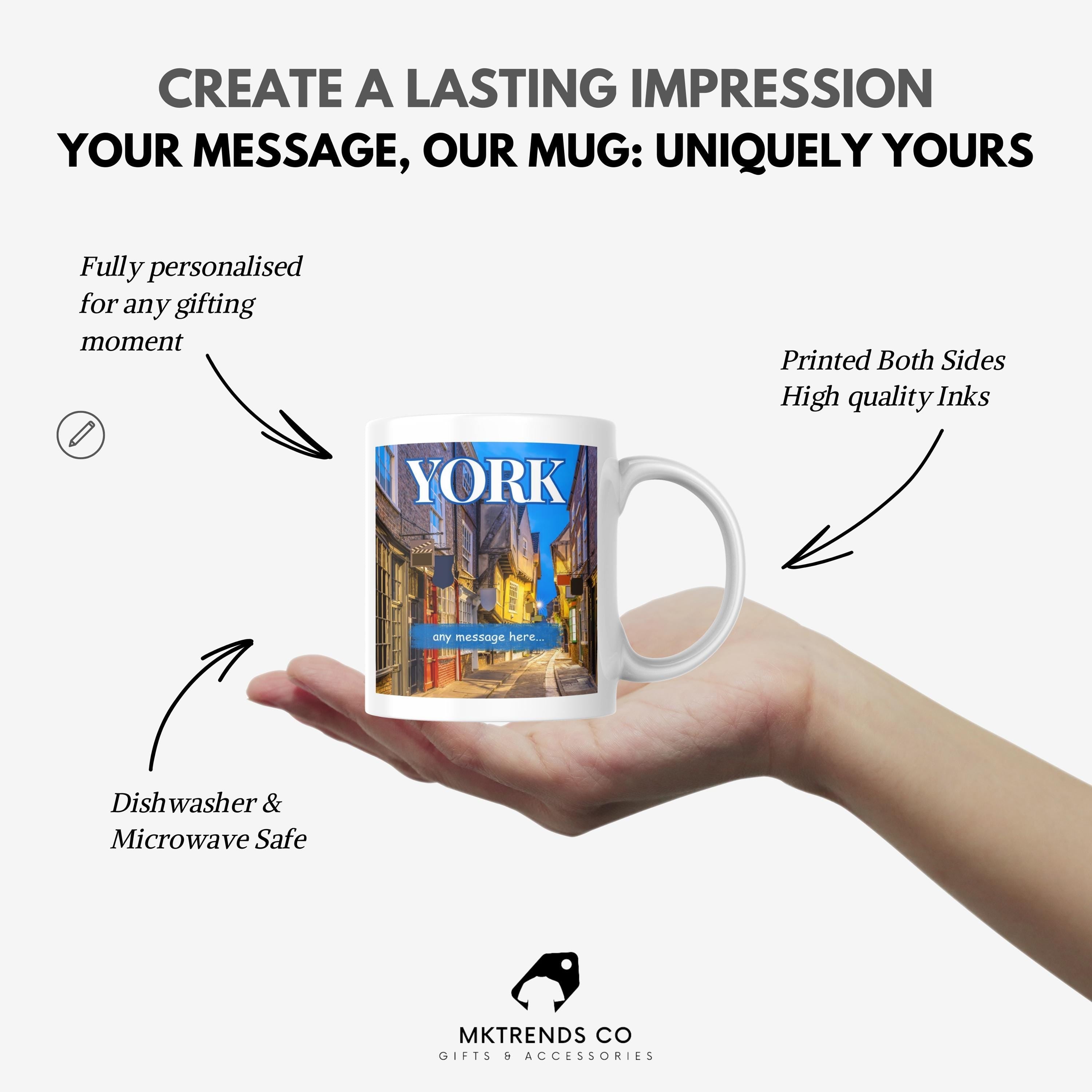 Personalised York Mug | Historic Street Scene | Custom Message | City Souvenir | Heritage Gift from Yorkshire | York Gift | Personalised Mug Etsy