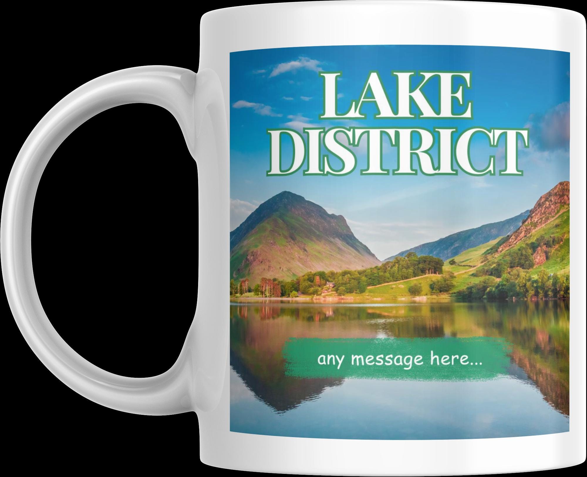 Lake District Personalised Mug | Scenic UK Landscape Gift | Custom Message Mug | Nature Lover Present | Cumbria Souvenir | Novelty Mug | DIY Etsy