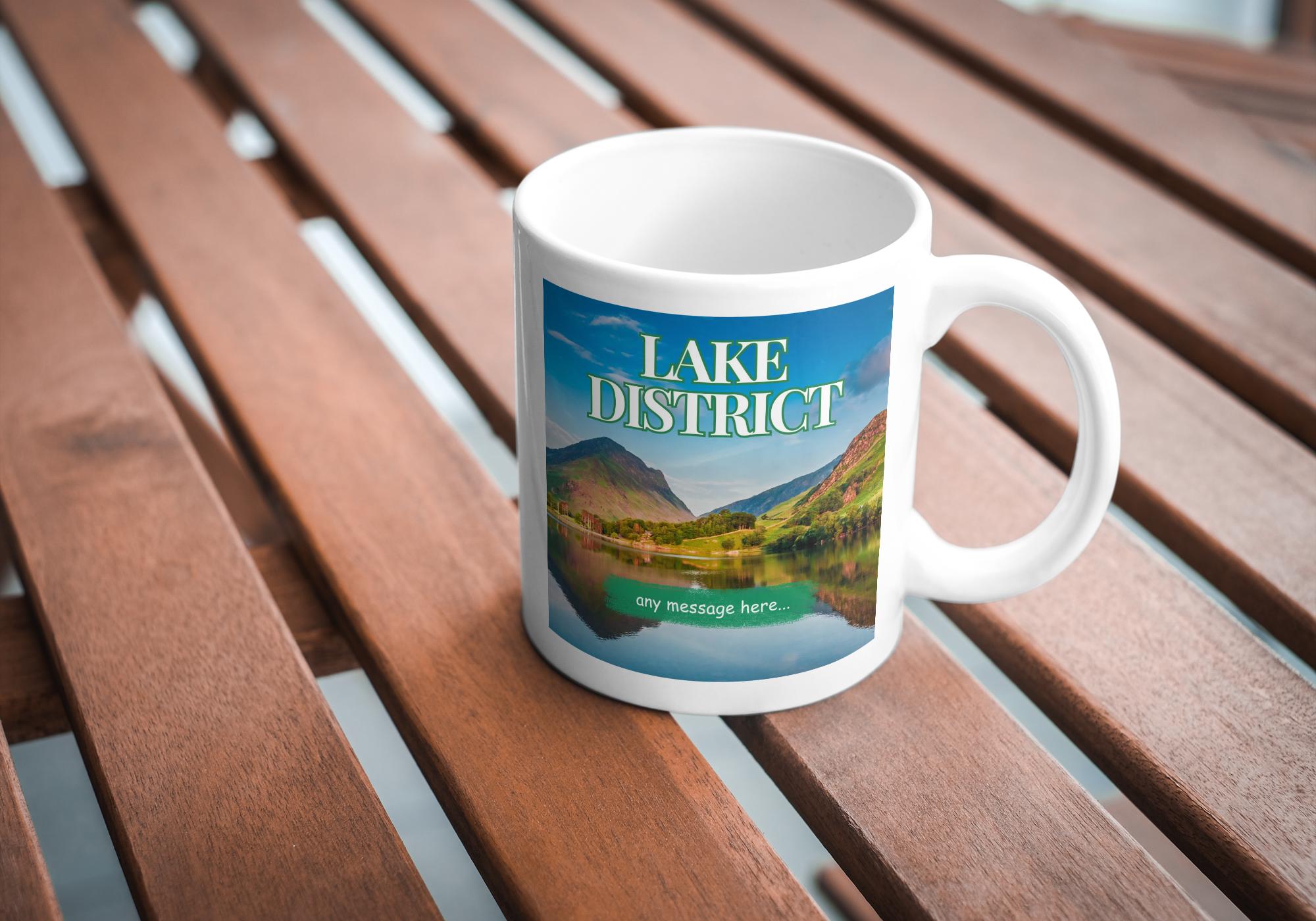 Lake District Personalised Mug | Scenic UK Landscape Gift | Custom Message Mug | Nature Lover Present | Cumbria Souvenir | Novelty Mug | DIY Etsy