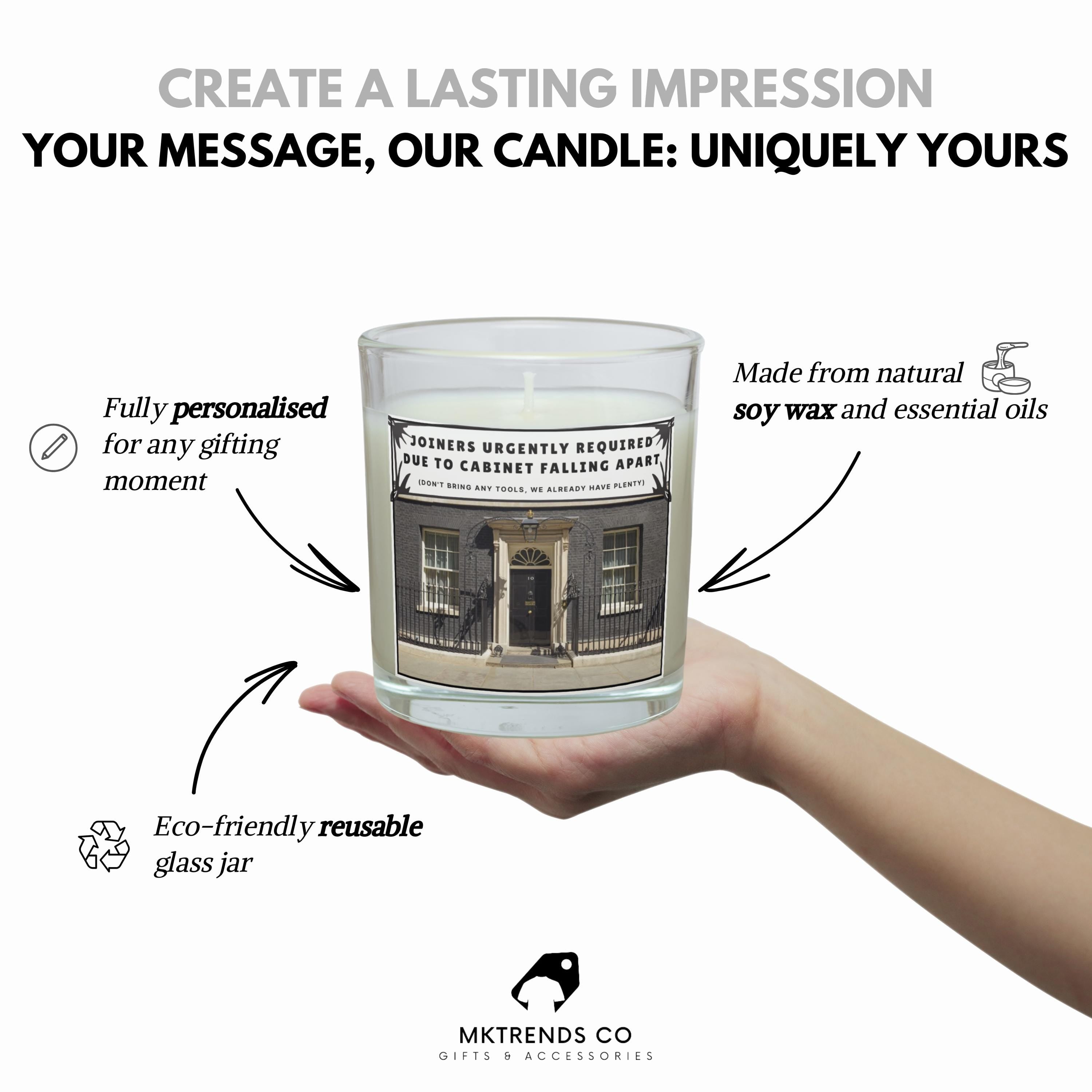 Funny Government Joke Candle | 10 Downing Street | Joke Politics Gift | Funny Joiner Gift | Funny Secret Santa Candle | Novelty Political Etsy