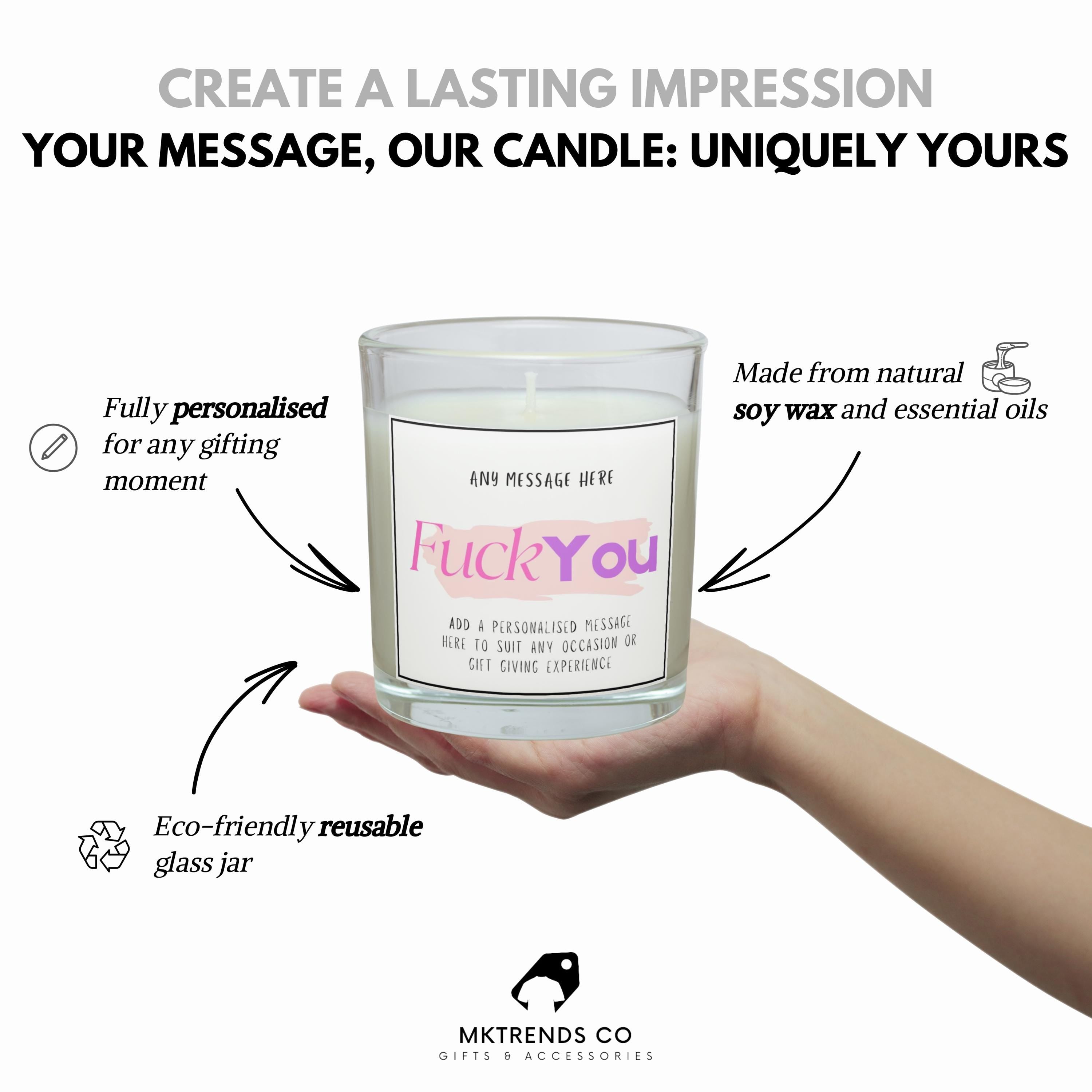 Funny Fuck You Personalised Candle | Joke Gift for Her | Funny Candle for Her | Secret Santa Gift for Her | Joke Fuck You Message Candle Etsy