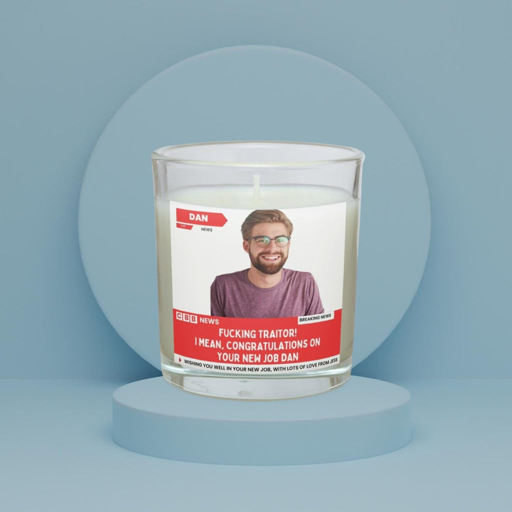 Funny New Job Candle Gift: Novelty News Photo Message New Job Gift | Personalised Leaving Gift Etsy