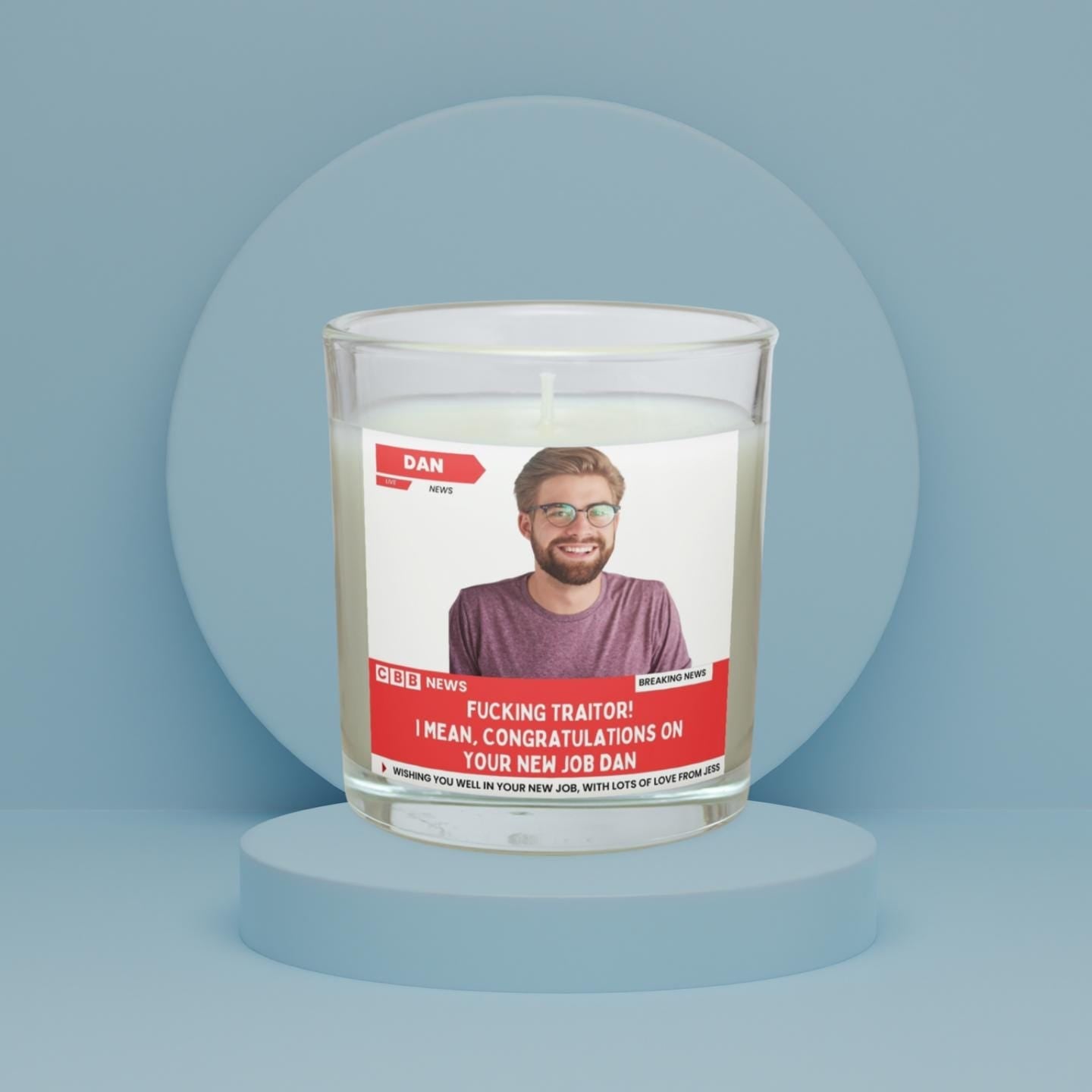 Funny New Job Candle Gift: Novelty News Photo Message New Job Gift | Personalised Leaving Gift Etsy