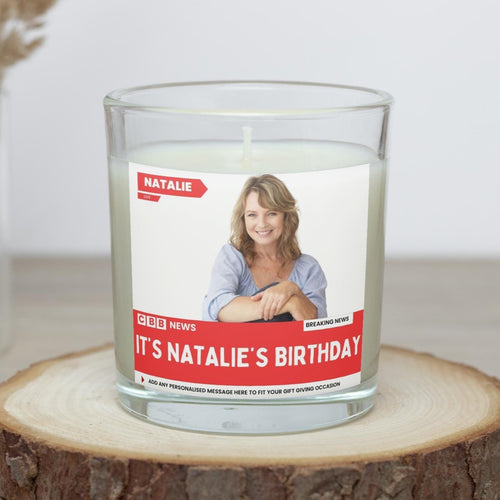 Birthday Message & Photo Personalised Candle | Breaking News Style Funny Birthday Gift Etsy