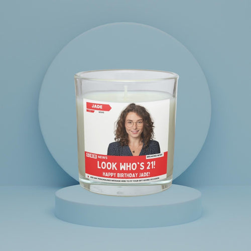 21st Birthday Personalised Candle | Novelty News Style Photo Message Gift | Happy 21st Birthday Soy Wax Candle Etsy