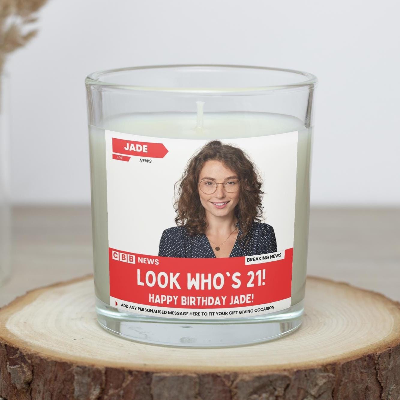 21st Birthday Personalised Candle | Novelty News Style Photo Message Gift | Happy 21st Birthday Soy Wax Candle Etsy
