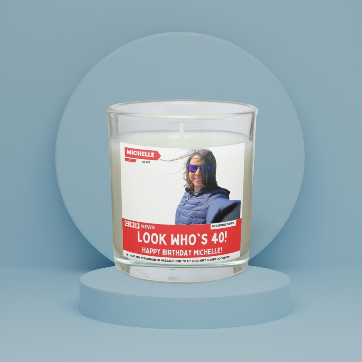 Funny 40th Birthday Personalised Soy Wax Candle | Happy 40th Birthday Photo Message Gift | Look Who's 40 | Custom 40th Birthday Candle Gift Etsy