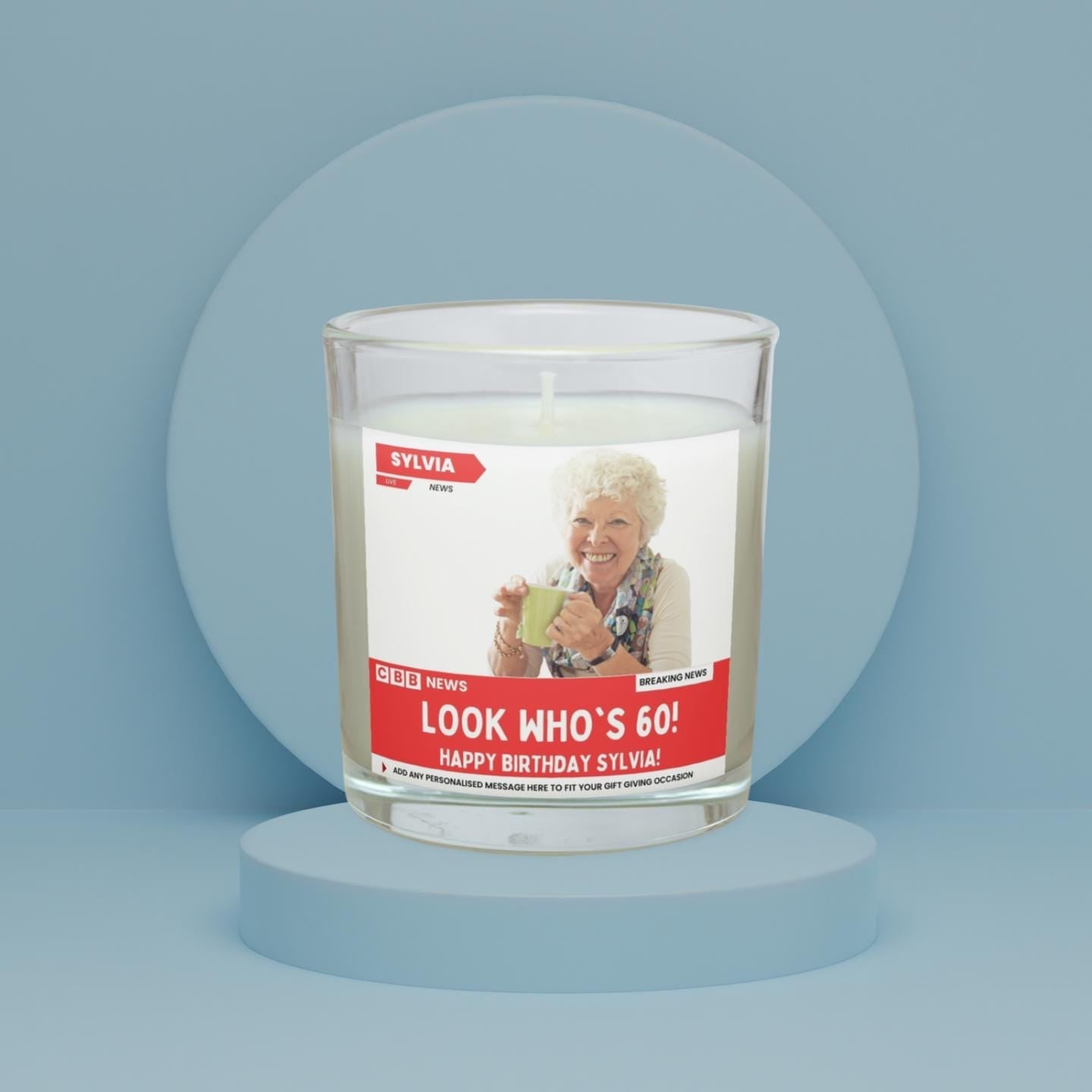 Happy 60th Birthday Soy Wax Candle | Funny 60th Birthday News Style Gift | Custom Photo Message 60th Birthday Candle Etsy