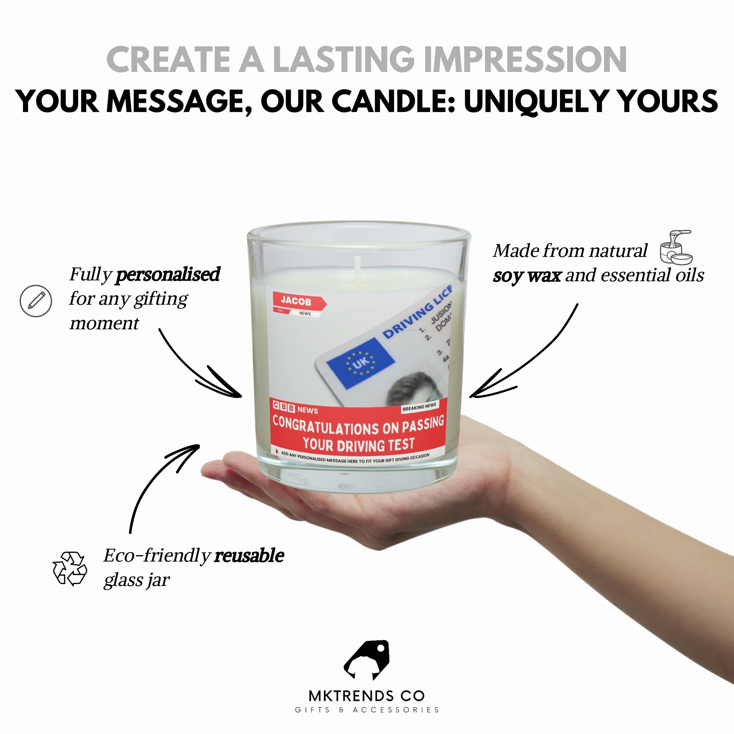 New Driver Personalised Soy Wax Candle | Funny Passed Your Driving Test News | Congratulations New Driver Photo & Message Candle Gift Etsy