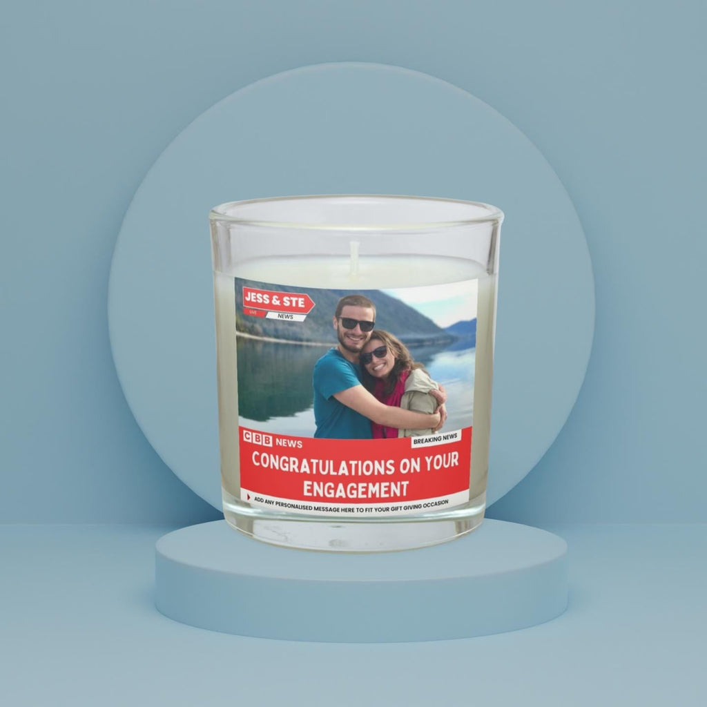 Engagement Personalised Soy Wax Candle | Engagement Photo & Message Custom Gift | Congratulations on Your Engagement Candle Gift Etsy