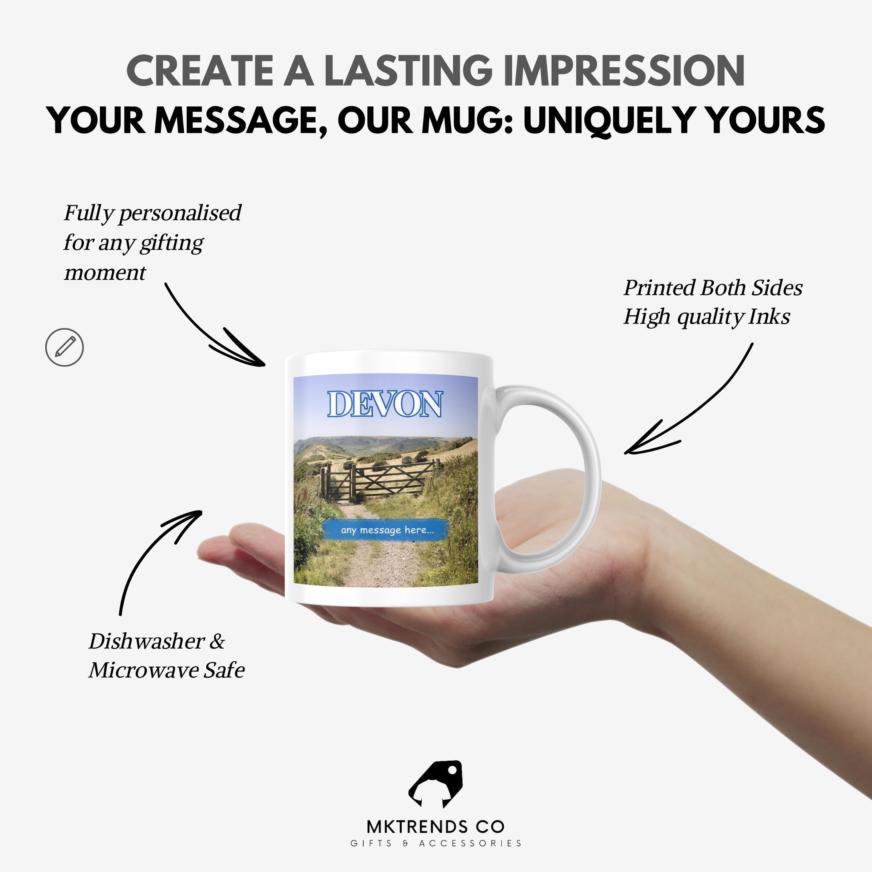 Personalised Devon Mug | Custom Scenic Coffee Cup | Devon Gift | Countryside Mug | Custom Message Mug | UK Souvenir | Gift for Him Her Etsy