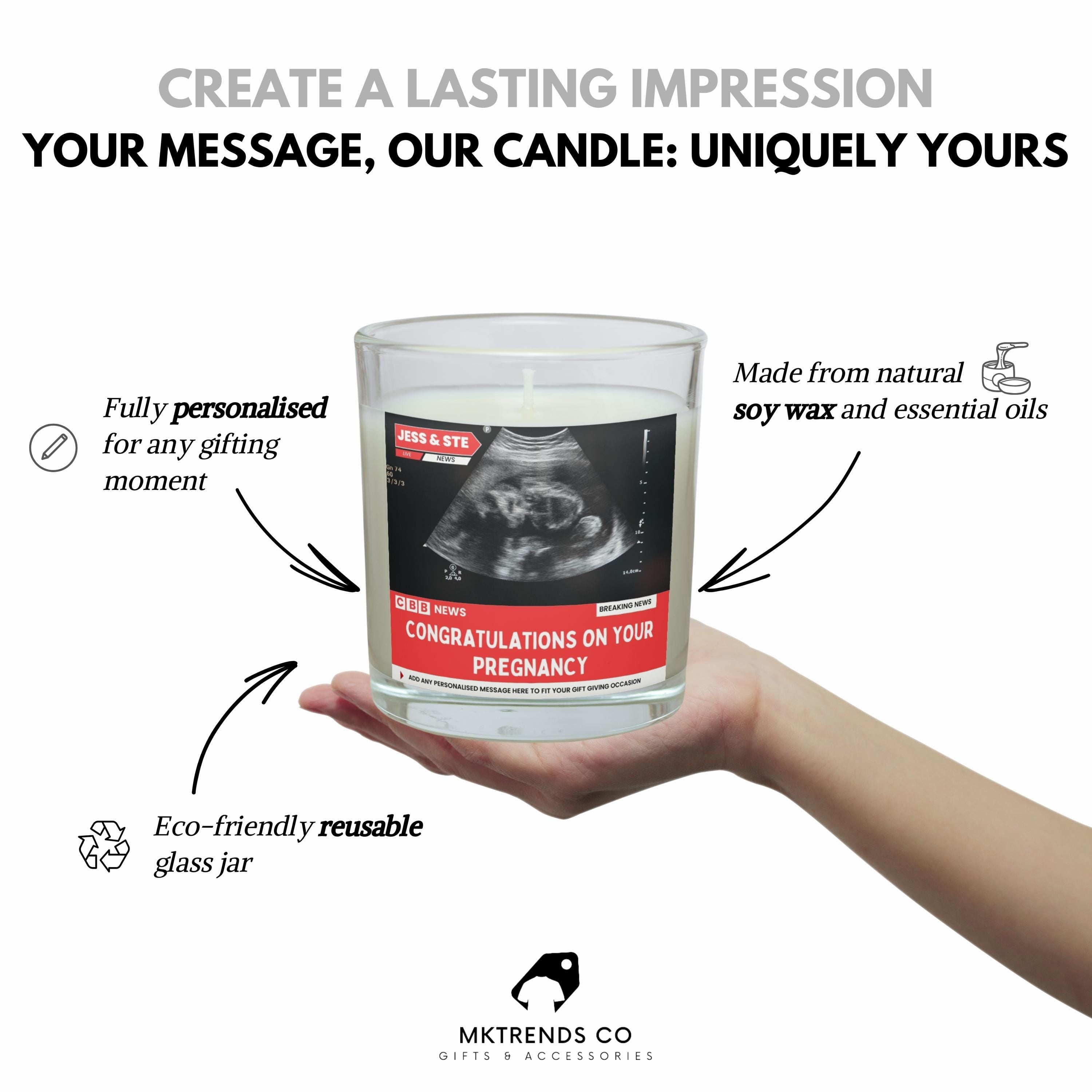 Baby Scan Ultrasound Photo & Message Personalised Candle | Expecting Parents News Novelty Gift Etsy