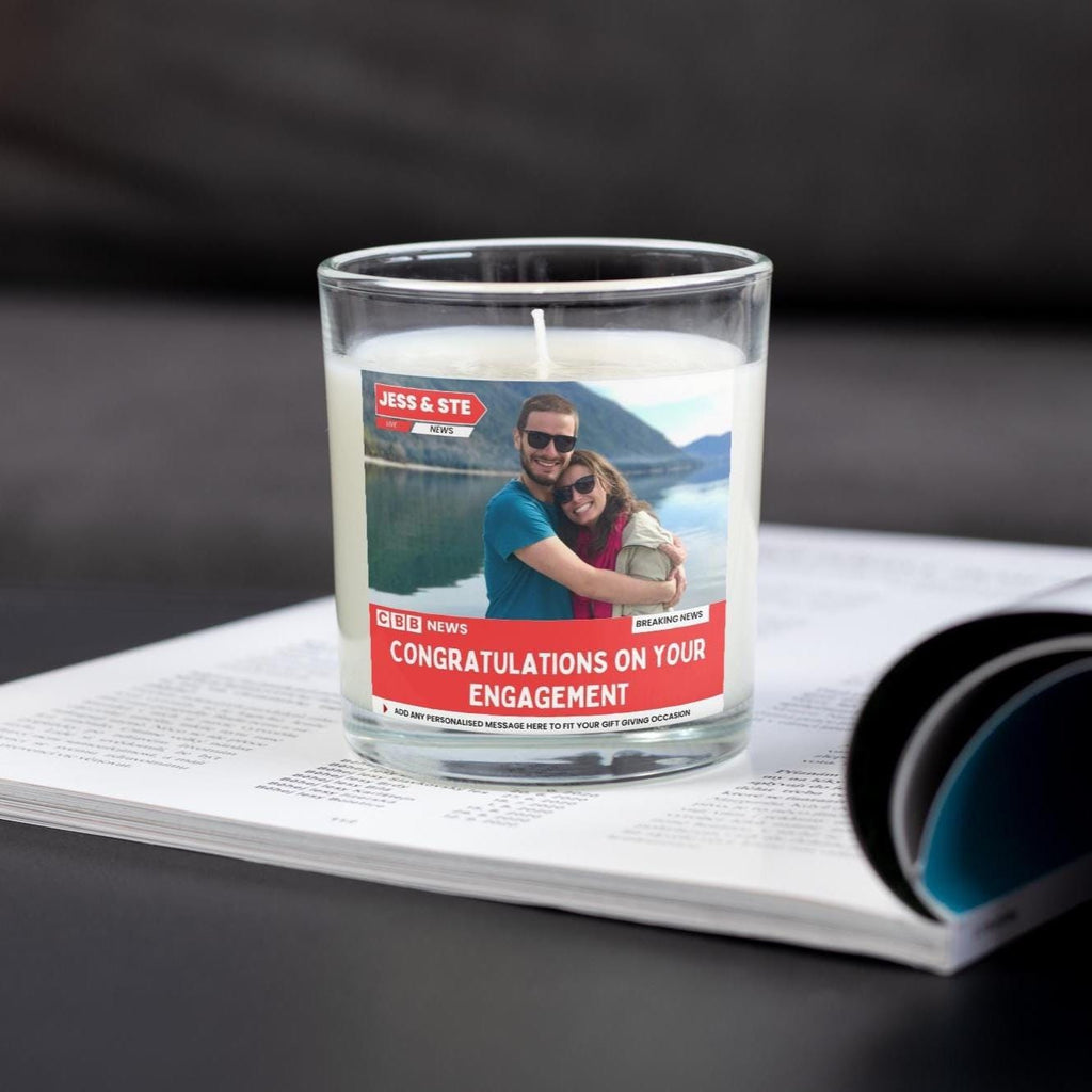 Engagement Personalised Soy Wax Candle | Engagement Photo & Message Custom Gift | Congratulations on Your Engagement Candle Gift Etsy