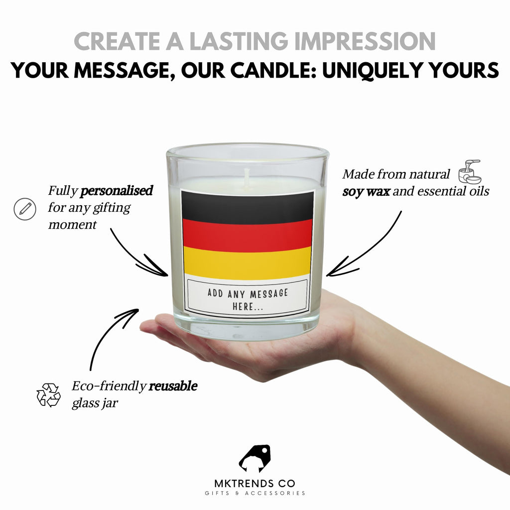 Germany Personalised Candle | German Flag Gift | German Message Gift | Germany Décor | Gift for German Friend | German Culture | German Gift Etsy