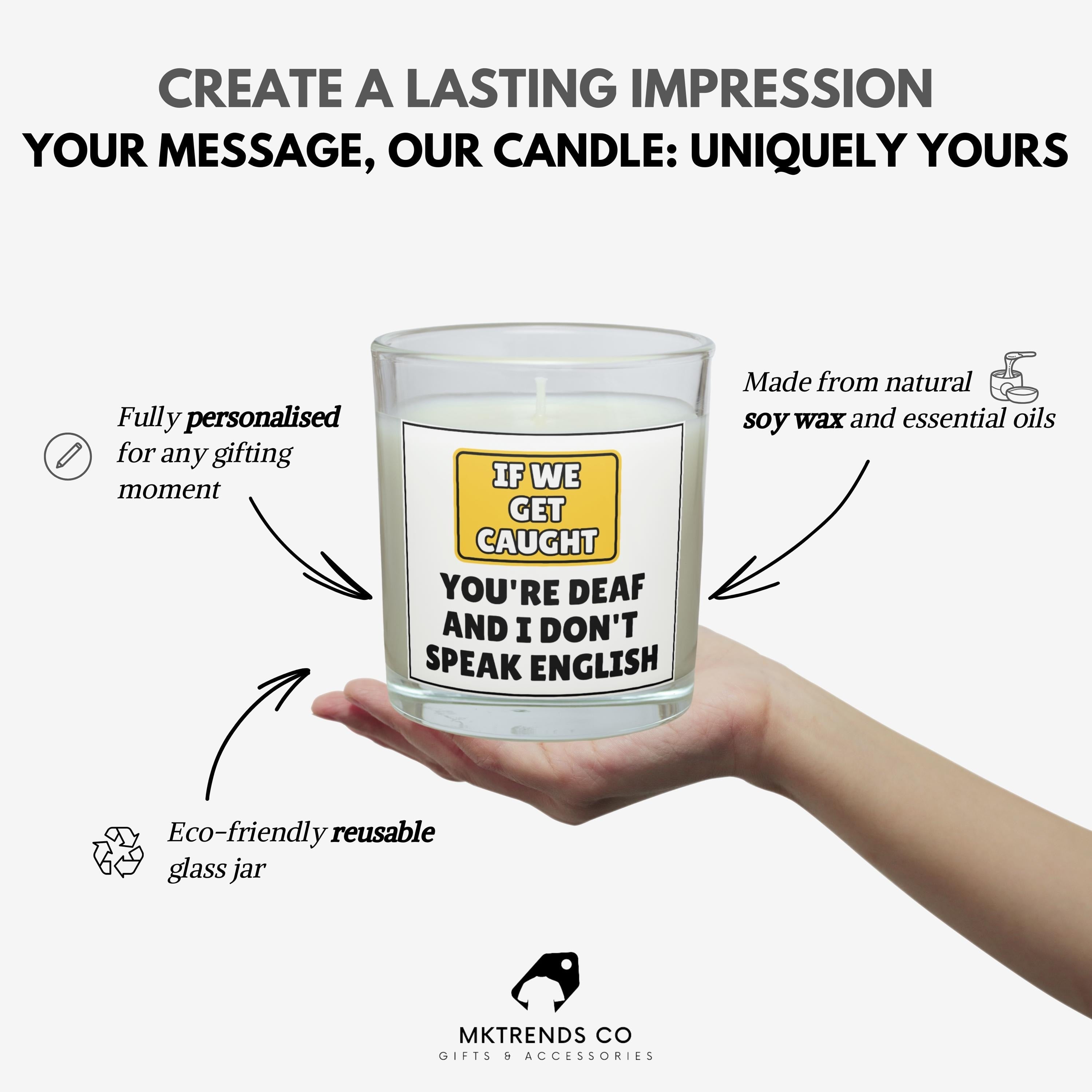 If We Get Caught Funny Personalised Candle | Funny Deaf, Don't Speak English Joke Candle Gift Etsy