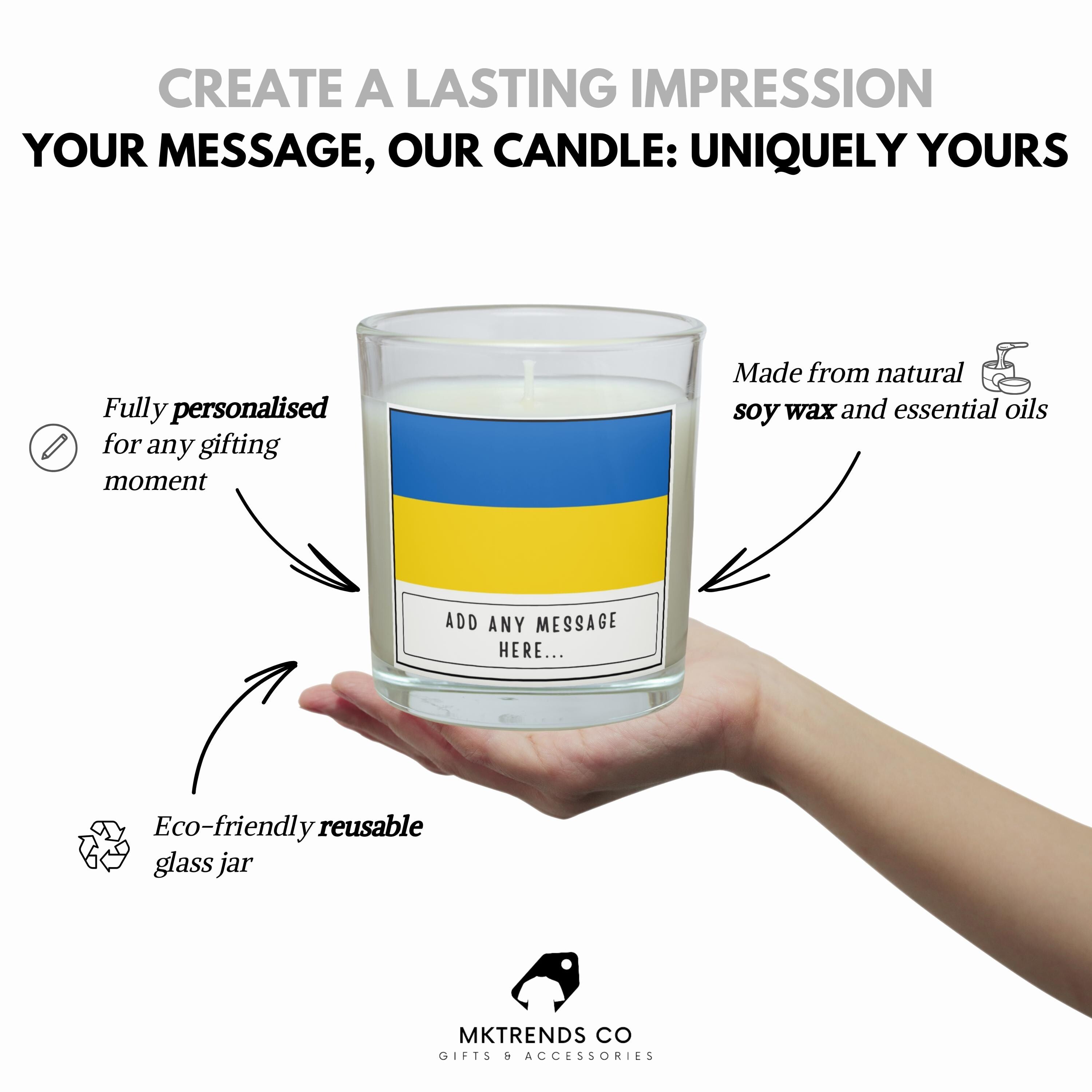 Ukraine Personalised Candle | Flag of Ukraine | Ukraine Message Candle | Gift for Ukrainian | Patriotic Ukraine Gift | Missing Ukraine Gift Etsy