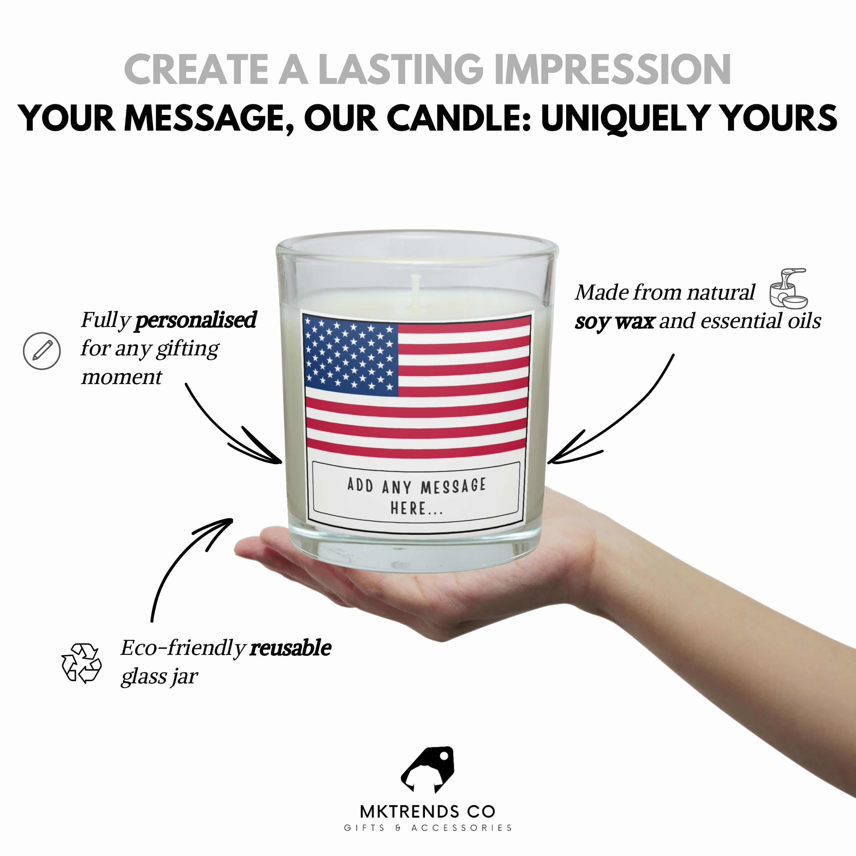 USA Personalised Candle | Flag of USA | America Message Candle | Gift for American | America Memory Gift | America Birthday | USA Christmas Etsy