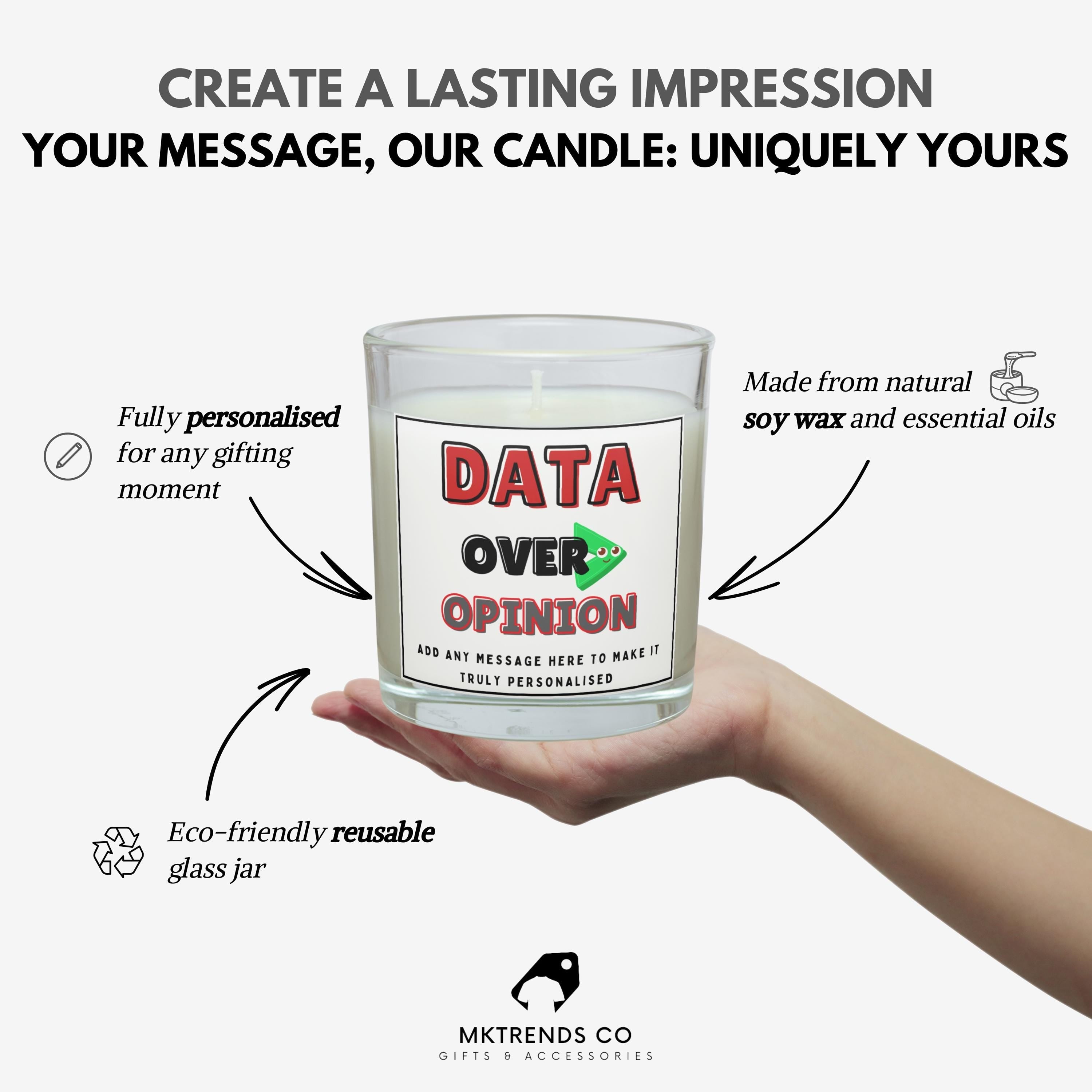 Data Over Opinion Personalised Soy Wax Candle | Custom Message Data Analysts, Engineers & IT Candle Gift | Spreadsheet King or Queen Candle Etsy