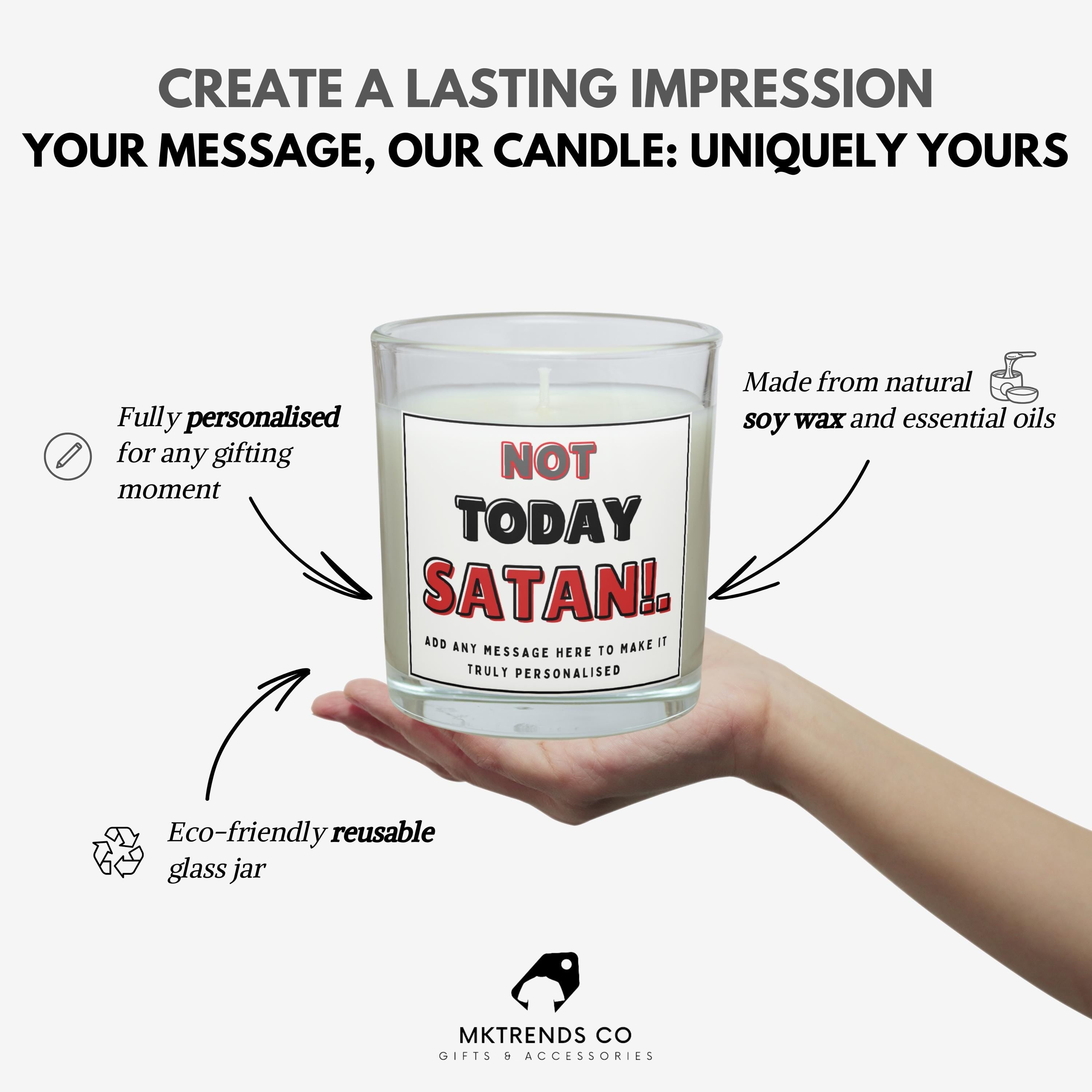 Not Today Satan Personalised Soy Wax Candle | Funny Custom Message Drama Free Candle Gift Etsy