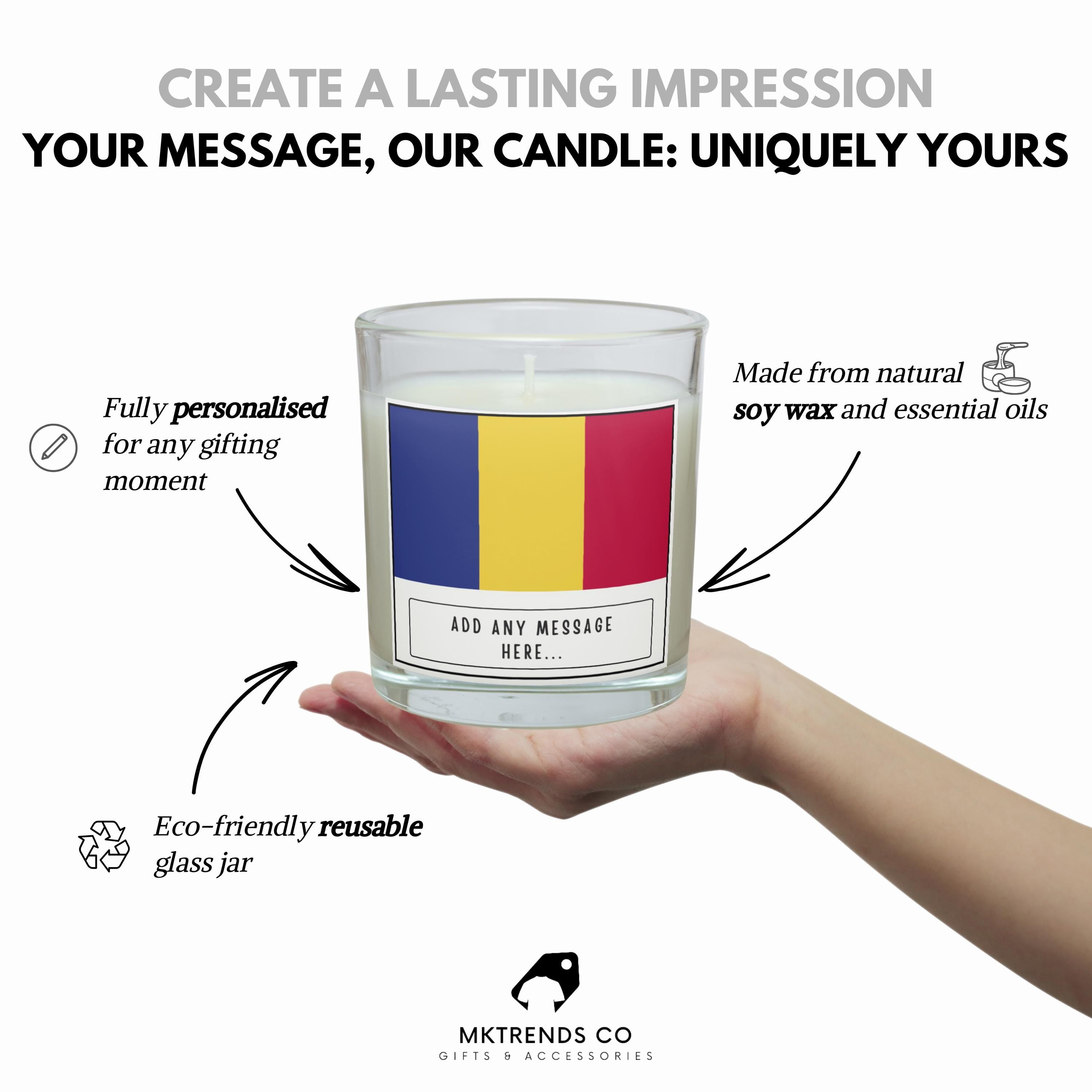 Romania Personalised Candle | Romanian Flag Gift | Flag of Romania Candle | Gift for Romanian | Romania Message Gift | Romanian Culture Etsy