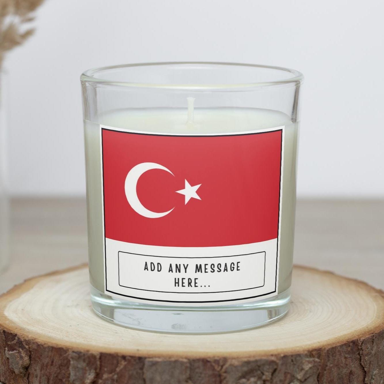 Turkey Personalised Candle | Turkish Flag | Gift for Turkish Friend | Turkey Message | Flag of Turkey | Turkish Home Décor | Custom Turkish Etsy