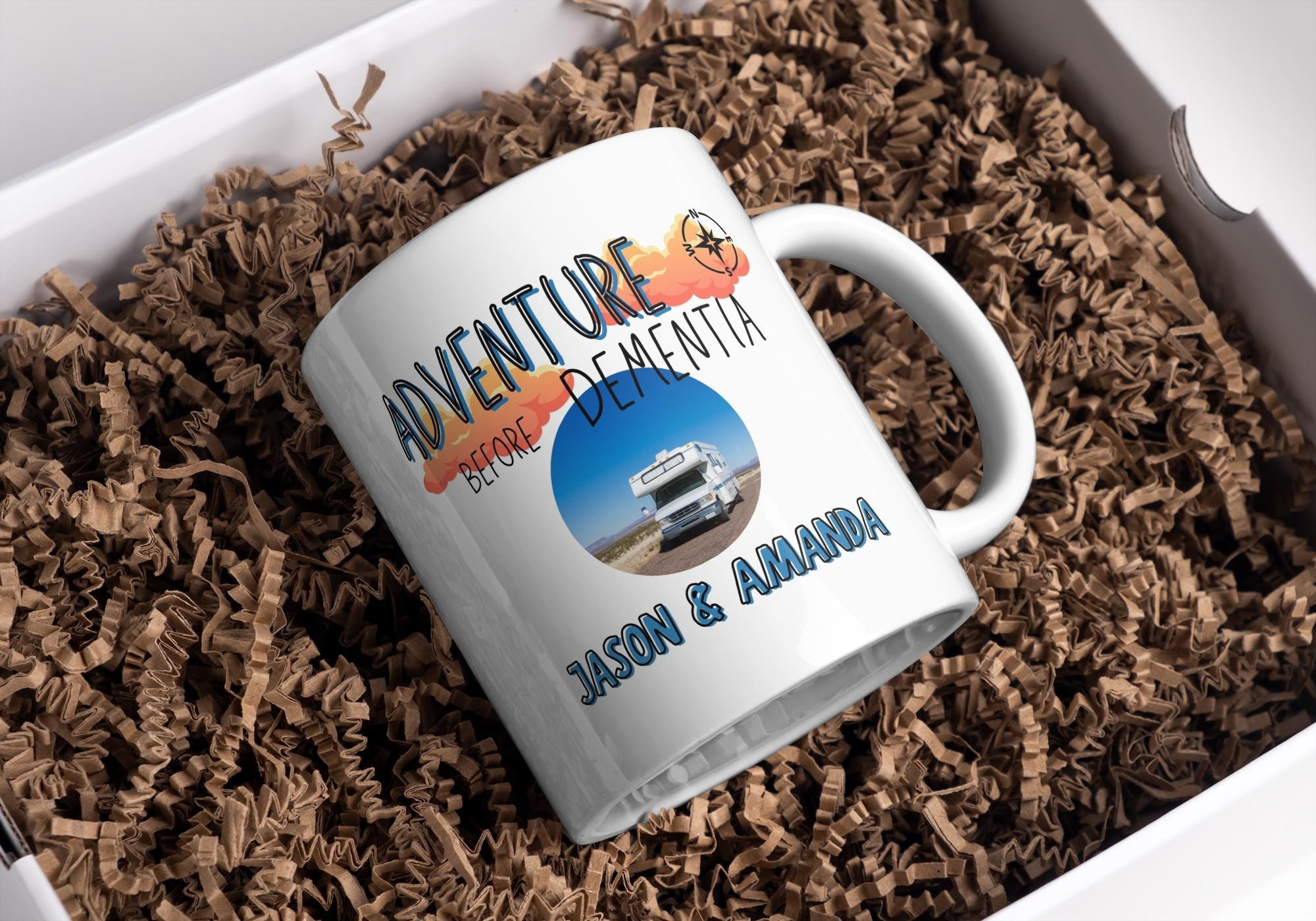Personalised Adventure Before Dementia Mug | Custom Photo Motorhome Gift | Campervan Coffee Cup | Funny Vanlife Present Etsy