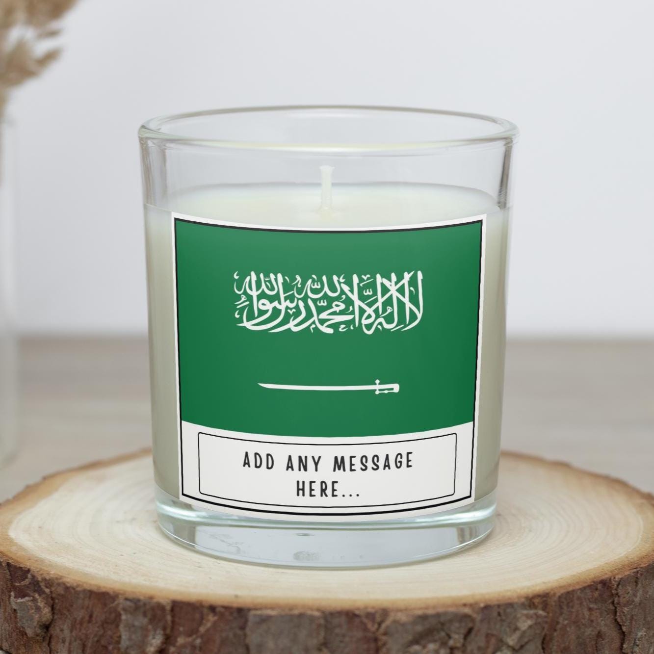 Saudi Arabia Personalised Candle | Flag of Saudi Arabia | Arabic Gift | Saudi Culture Candle | Custom Saudi Arabia Message Gift | Eid Gifts Etsy
