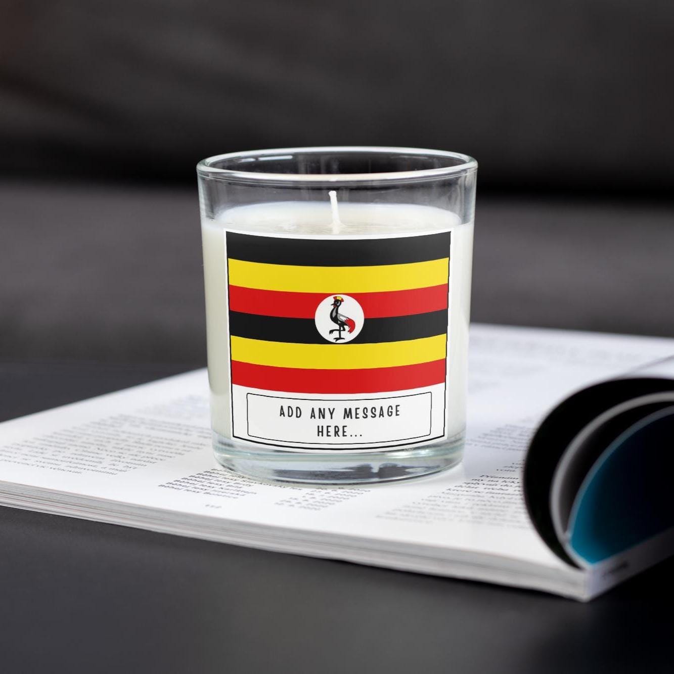 Uganda Personalised Candle | Flag of Uganda | Ugandan Flag Gift | Gift for Ugandan | Uganda Home Décor | Ugandan Culture Gift | Custom Gift Etsy