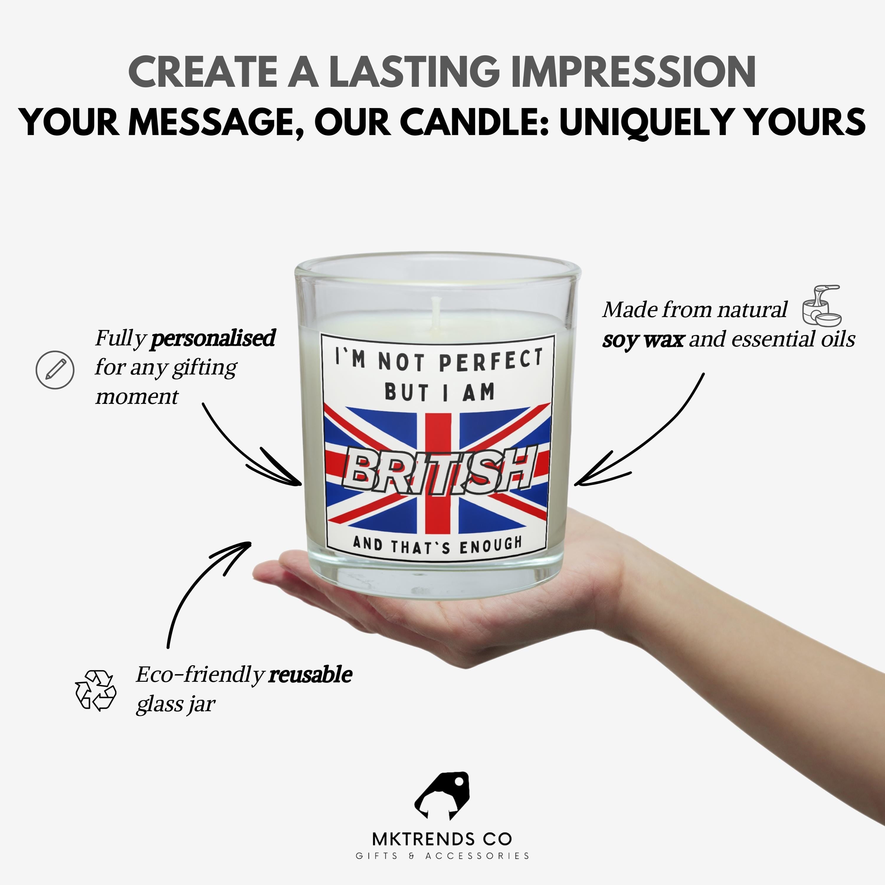 British Flag Custom Message Personalised Candle | Union Jack Flag | Fly the British Flag | UK Patriot Soy Wax Candle Gift Etsy