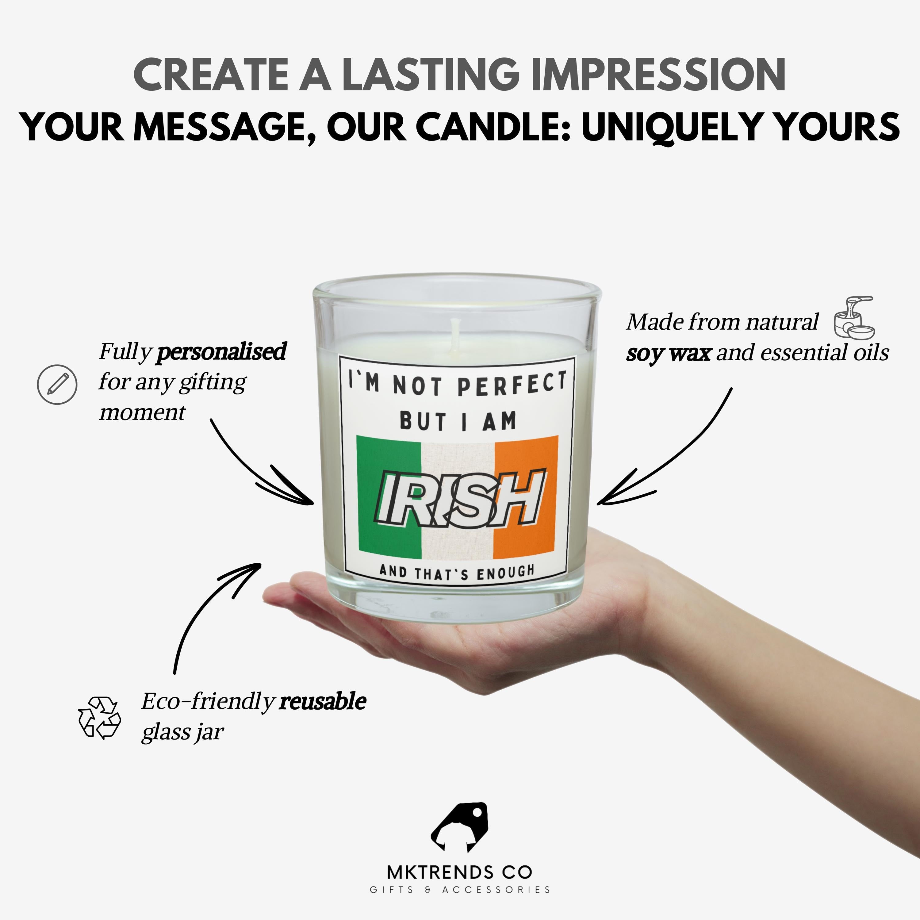Irish Flag Personalised Candle | Proud to be Irish Gift | Custom Irish Message Soy Wax Candle | Ireland Home Decor Candle Etsy