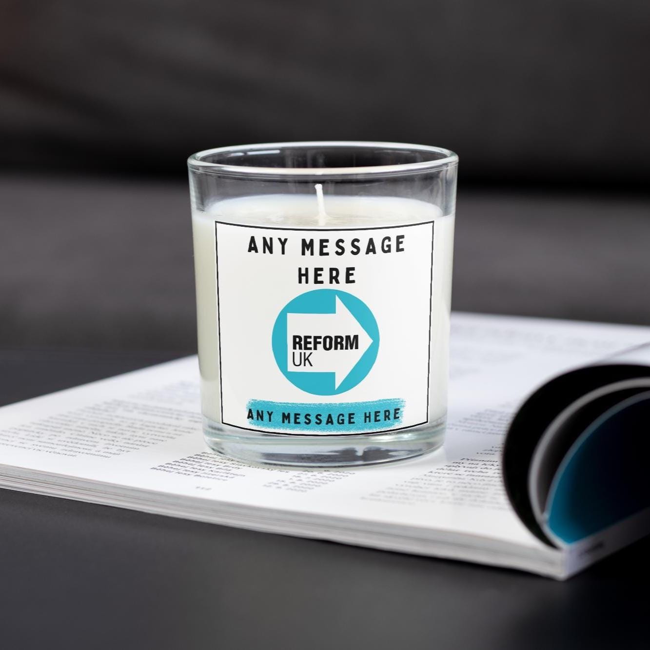 Reform UK: Custom Message Personalised Candle | Reform UK Political Message Soy Wax Candle Gift | Reform UK Supporter Message Etsy