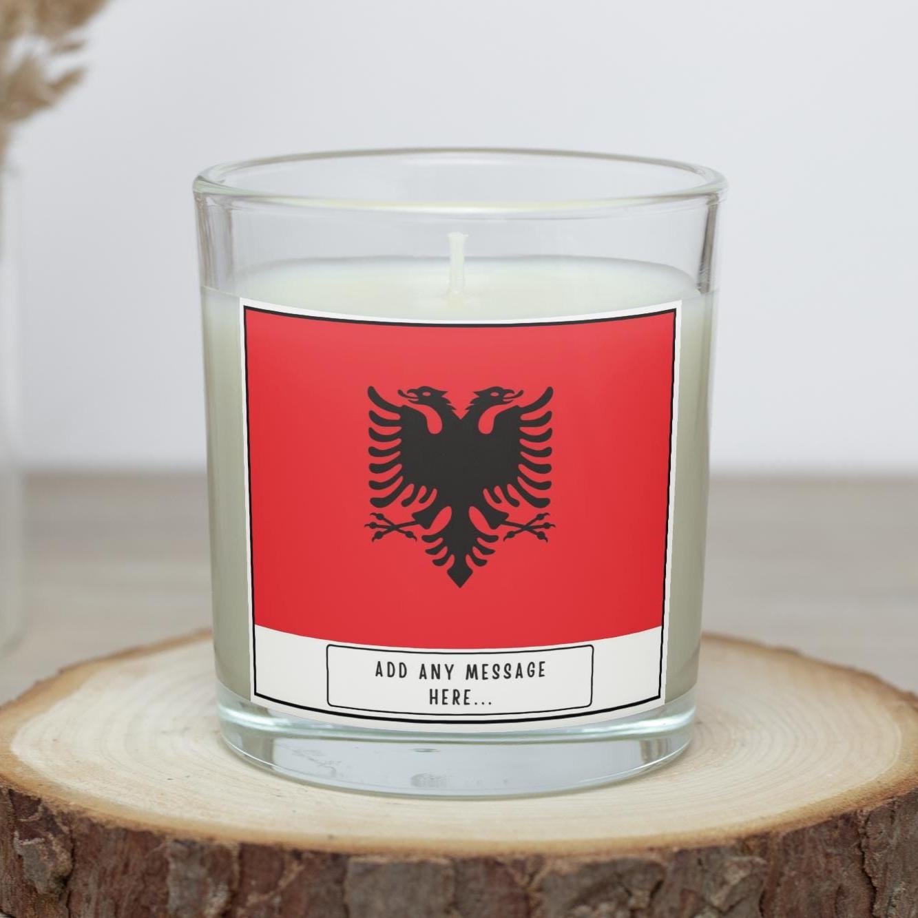Albania Personalised Candle | Flag of Albania | Gift for Albanian | Albanian Flag | Missing Albania | Albanian Home Décor | Custom Albania Etsy
