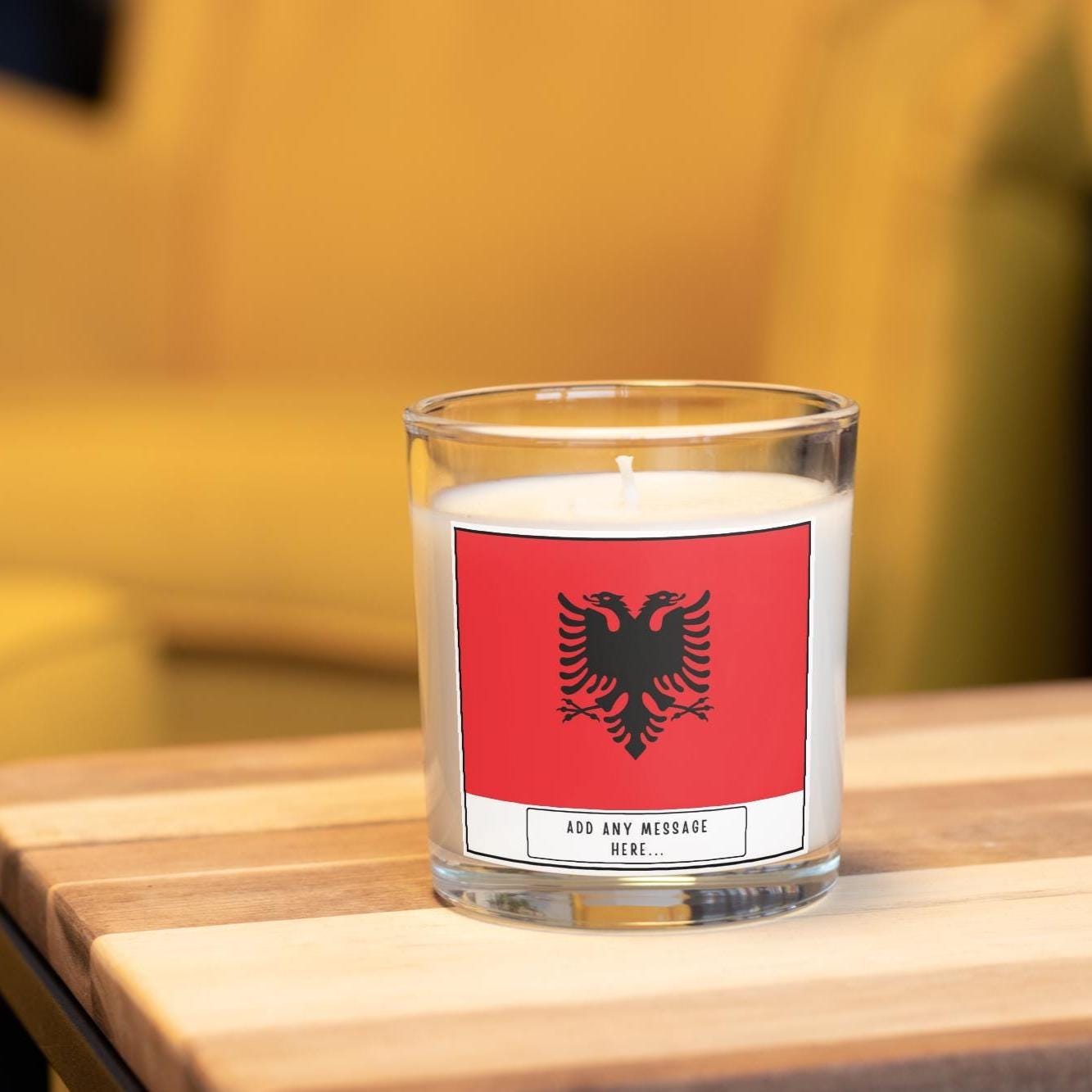 Albania Personalised Candle | Flag of Albania | Gift for Albanian | Albanian Flag | Missing Albania | Albanian Home Décor | Custom Albania Etsy