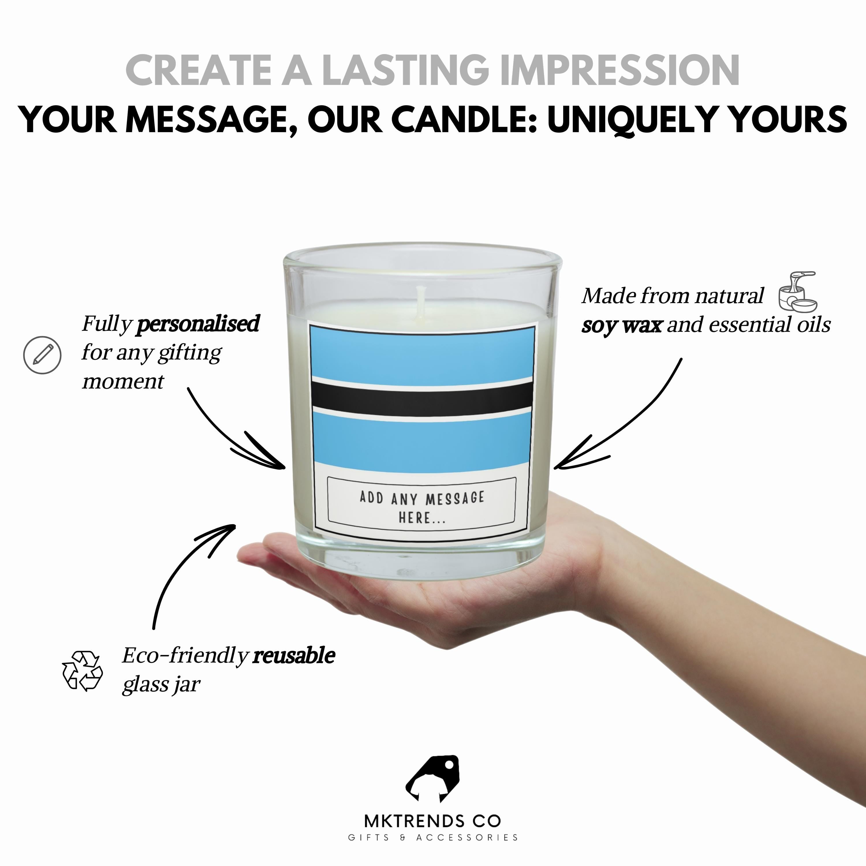Botswana Personalised Candle | Flag of Botswana | Gift for Botswanan | Botswanan Flag Message Candle | Custom Botswanan Message Candle Gifts Etsy