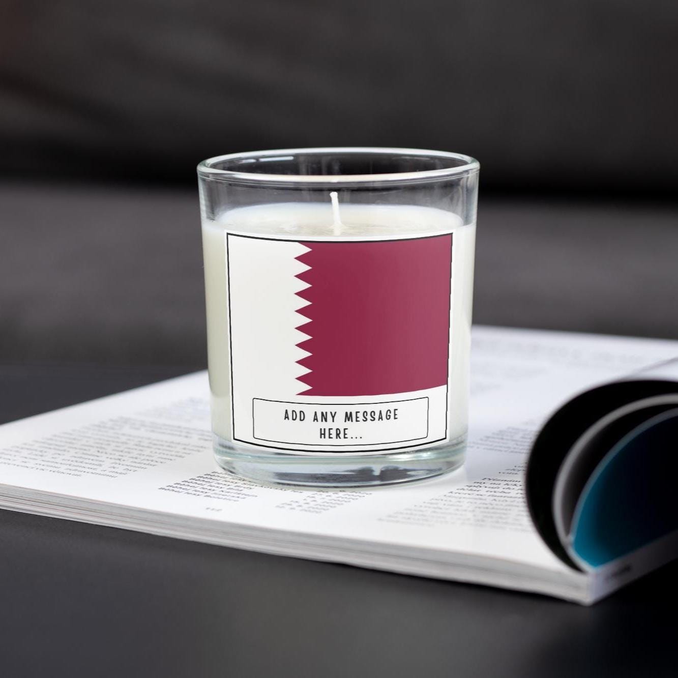 Qatar Personalised Candle | Flag of Qatar | Qatari Flag Message Gift | Custom Gift for Qatari | Qatar Home Décor | Qatari Heritage Gift Etsy